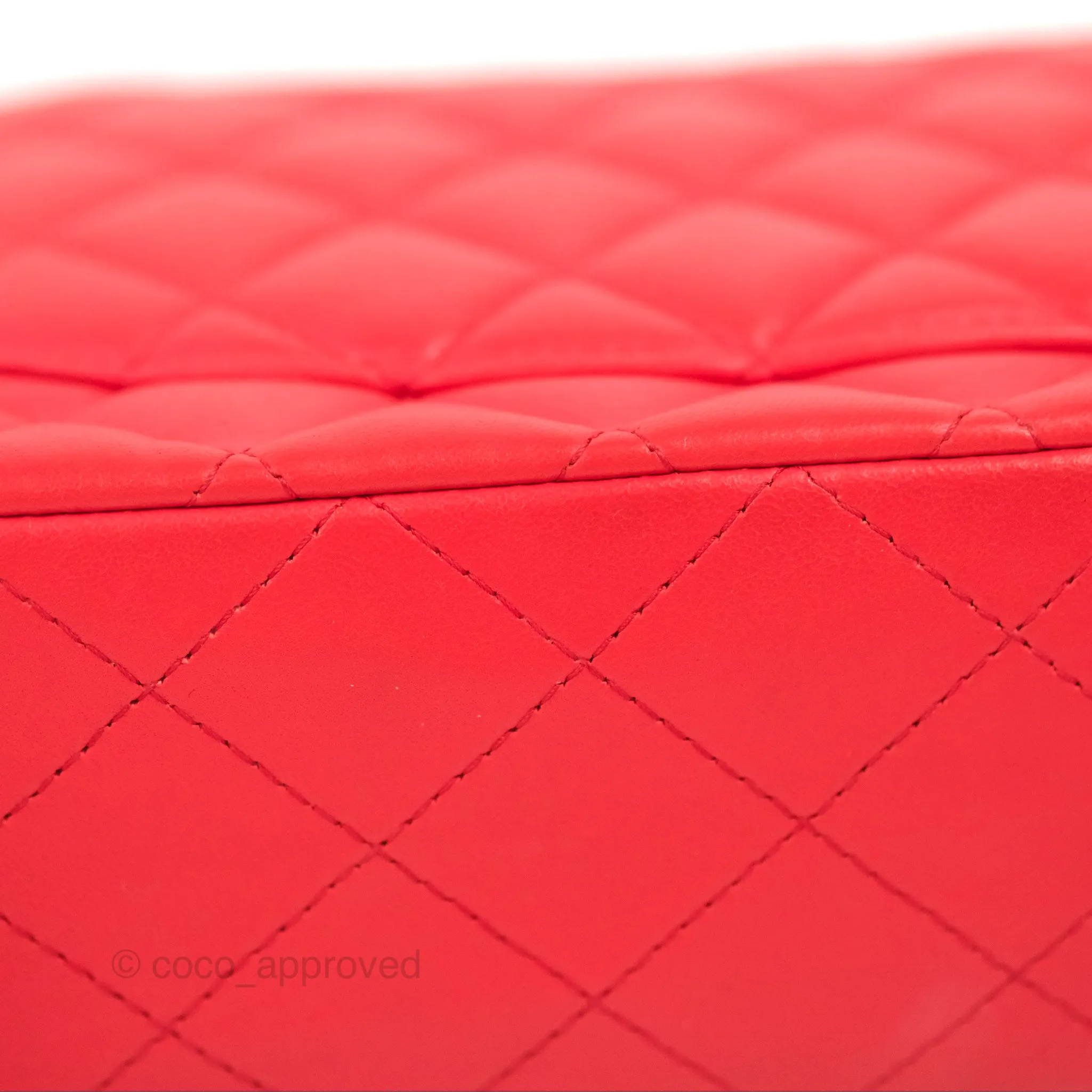 Chanel Classic M/L Medium Flap Quilted Red Lambskin Gold Hardware