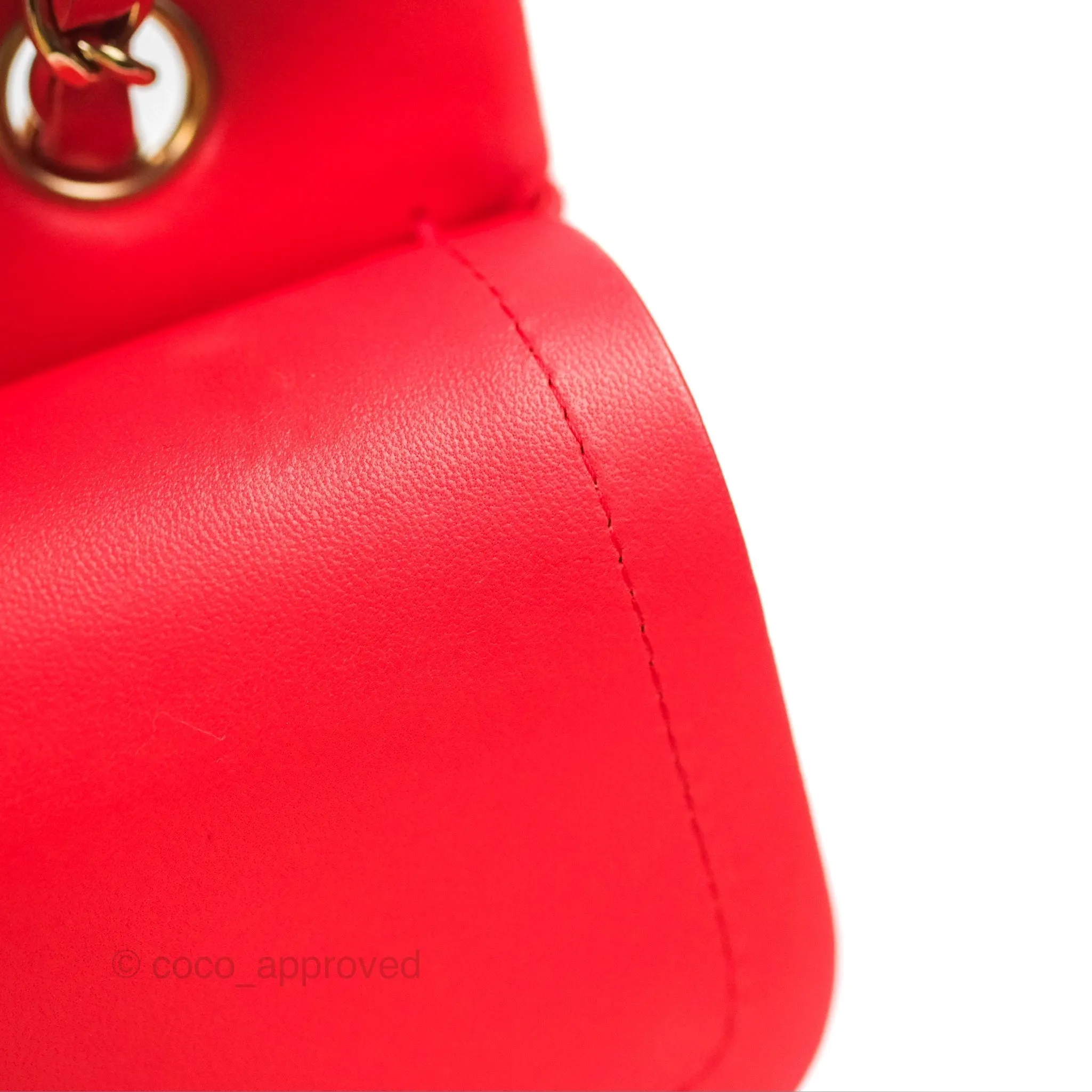 Chanel Classic M/L Medium Flap Quilted Red Lambskin Gold Hardware