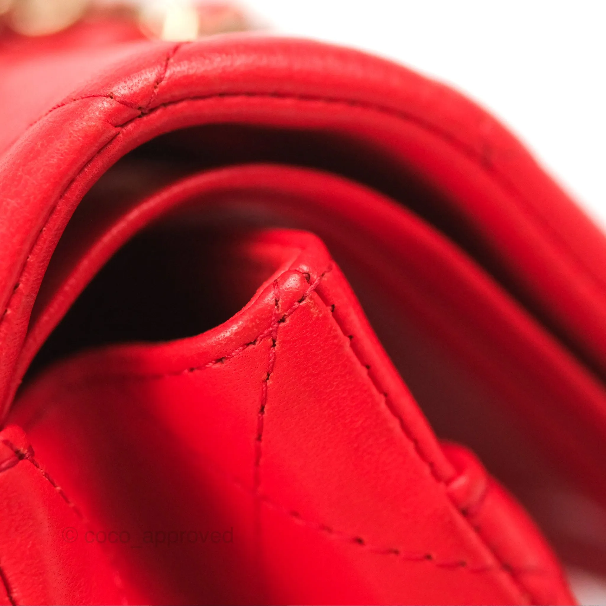 Chanel Classic M/L Medium Flap Quilted Red Lambskin Gold Hardware