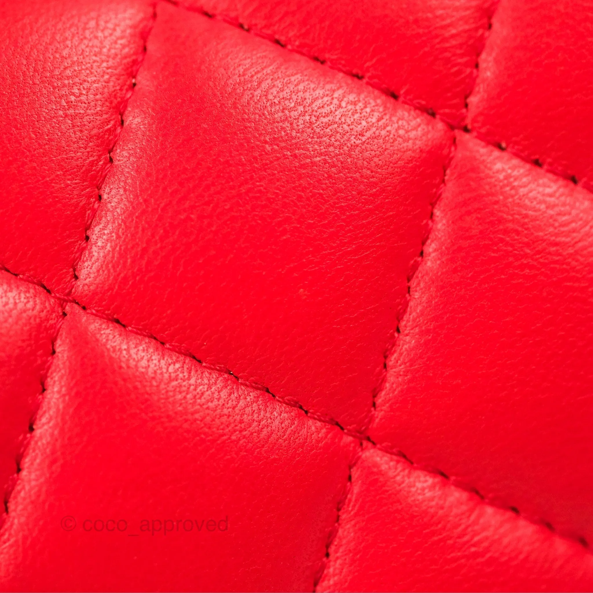 Chanel Classic M/L Medium Flap Quilted Red Lambskin Gold Hardware