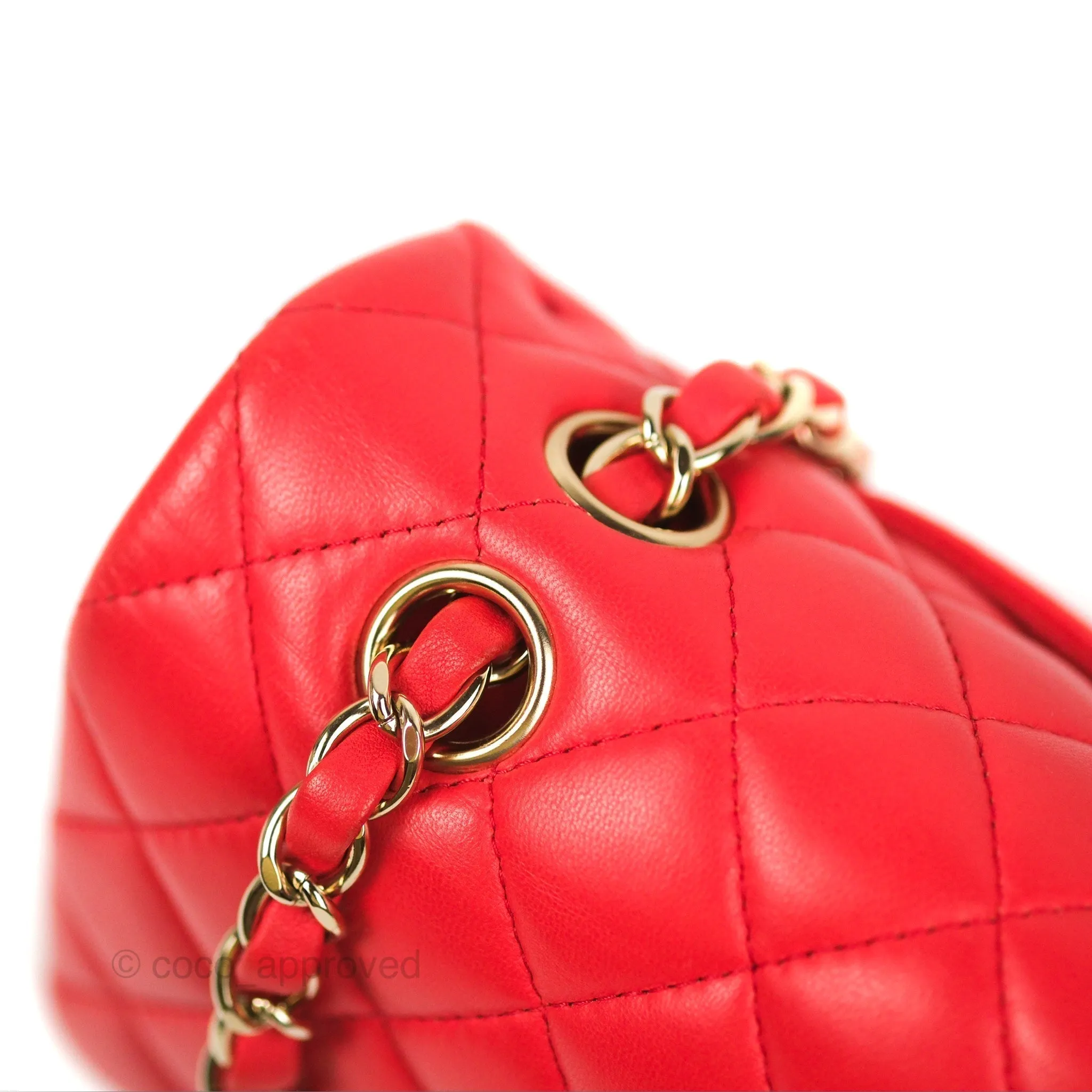 Chanel Classic M/L Medium Flap Quilted Red Lambskin Gold Hardware