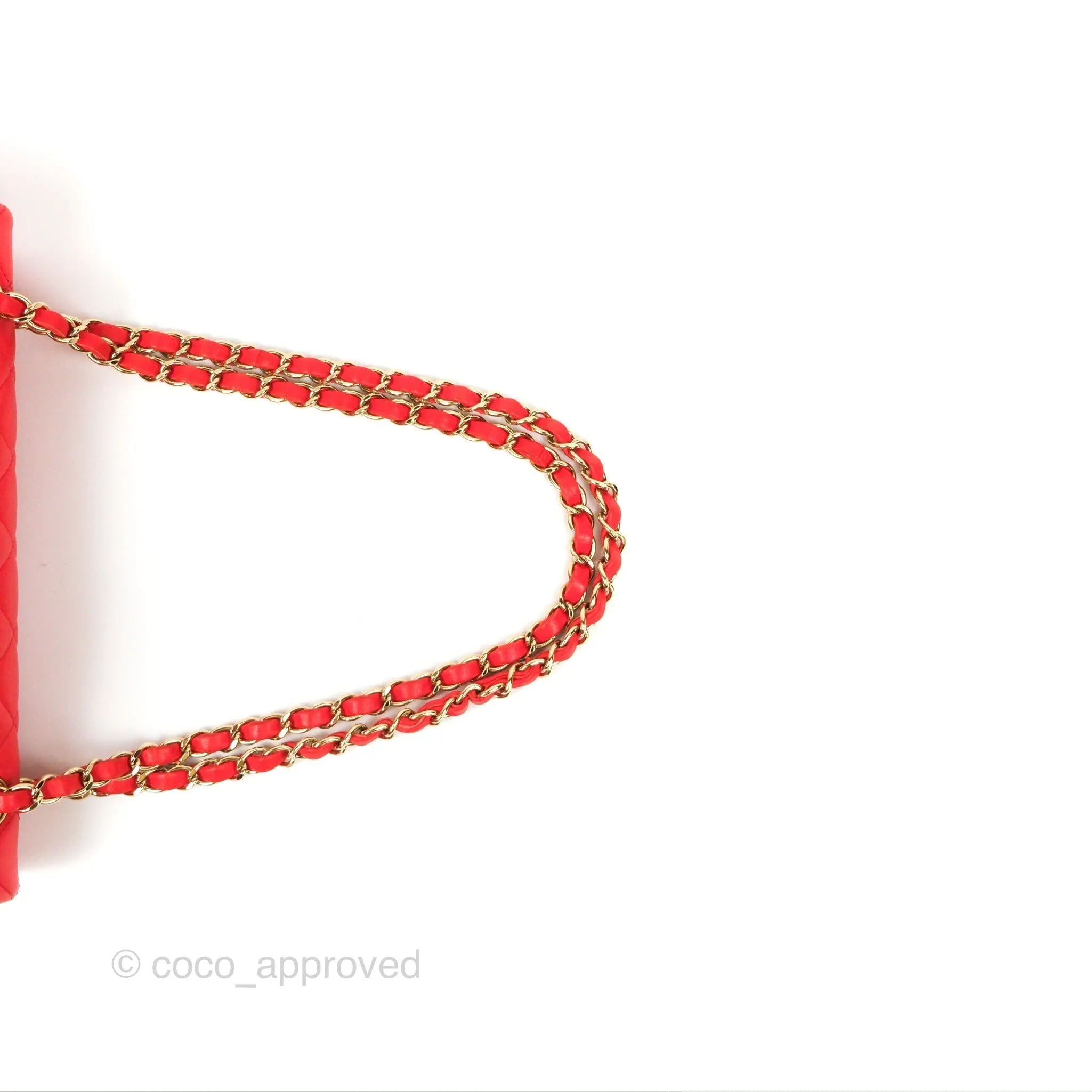 Chanel Classic M/L Medium Flap Quilted Red Lambskin Gold Hardware