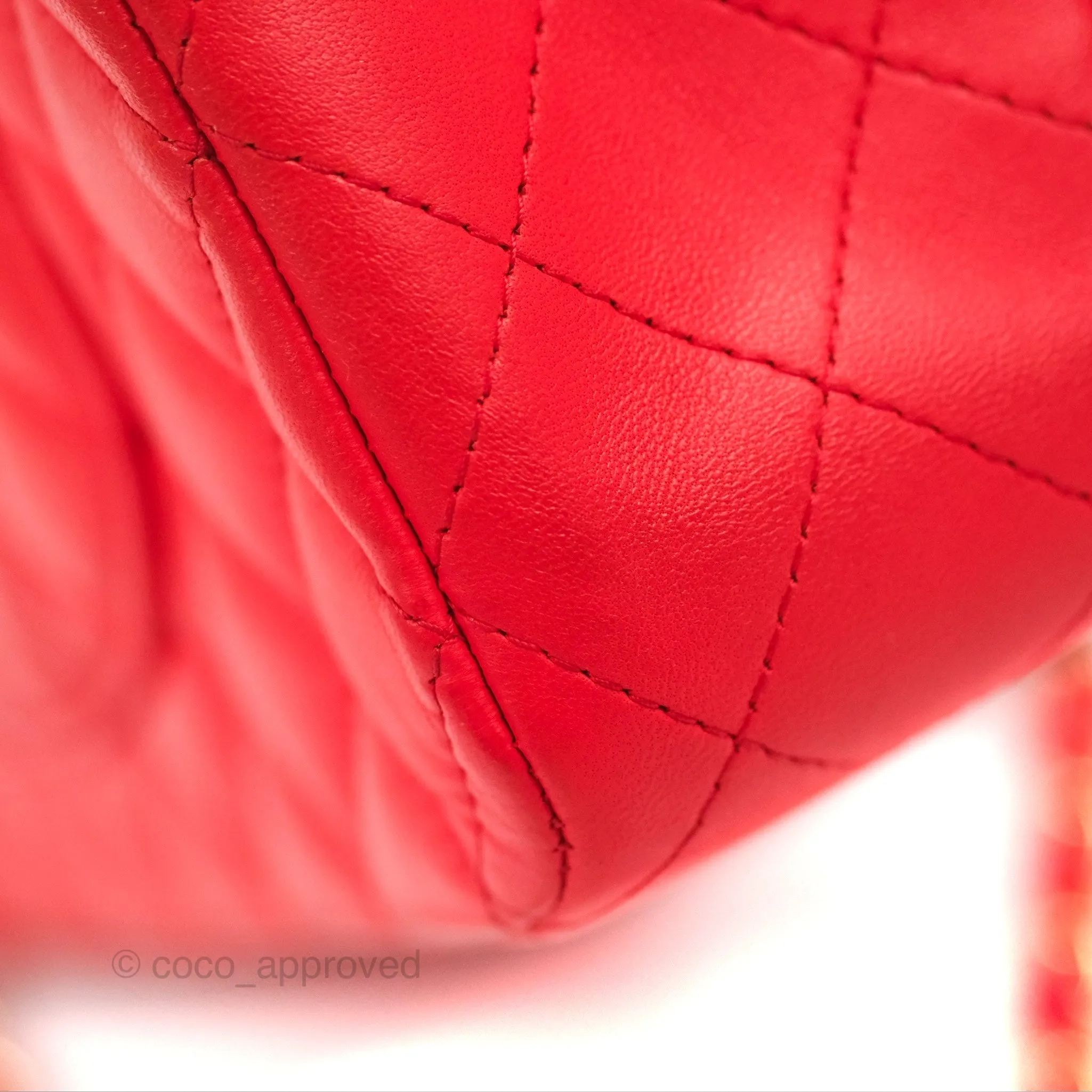Chanel Classic M/L Medium Flap Quilted Red Lambskin Gold Hardware