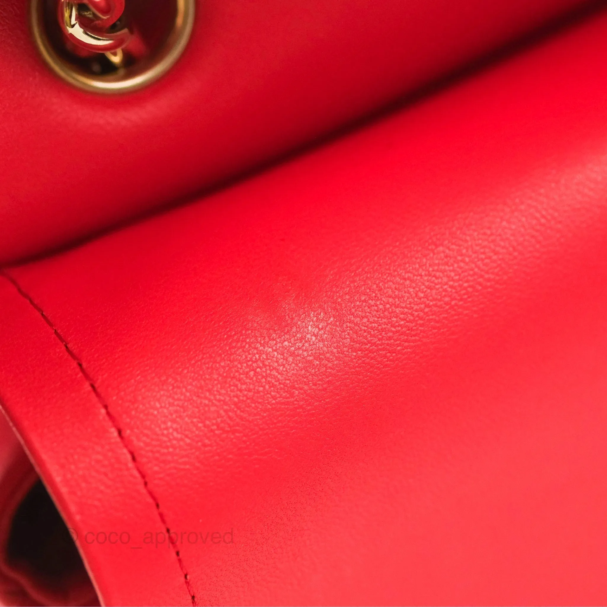 Chanel Classic M/L Medium Flap Quilted Red Lambskin Gold Hardware