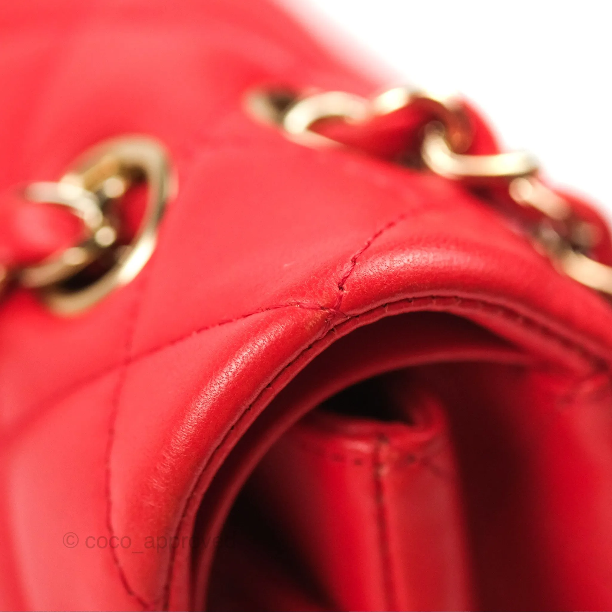 Chanel Classic M/L Medium Flap Quilted Red Lambskin Gold Hardware