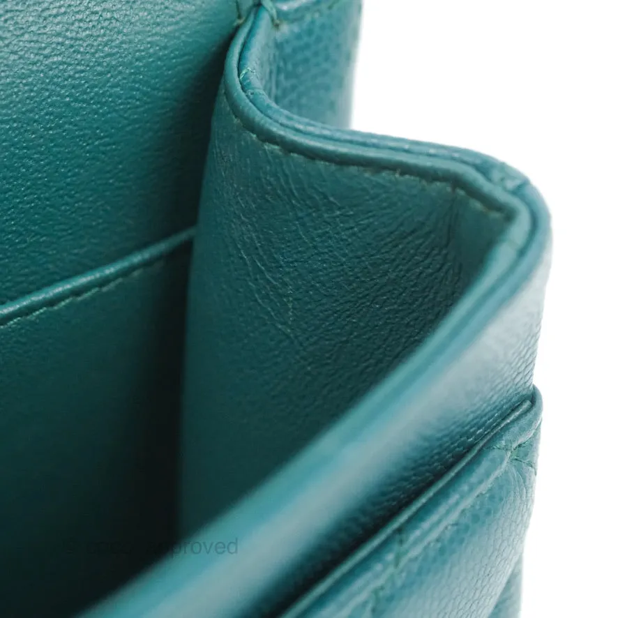 Chanel Classic M/L Medium Flap Quilted Teal Caviar Silver Hardware