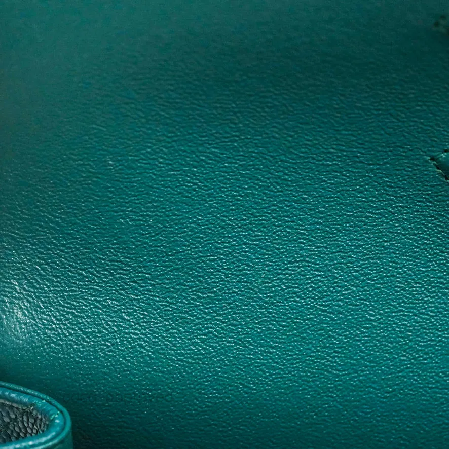 Chanel Classic M/L Medium Flap Quilted Teal Caviar Silver Hardware