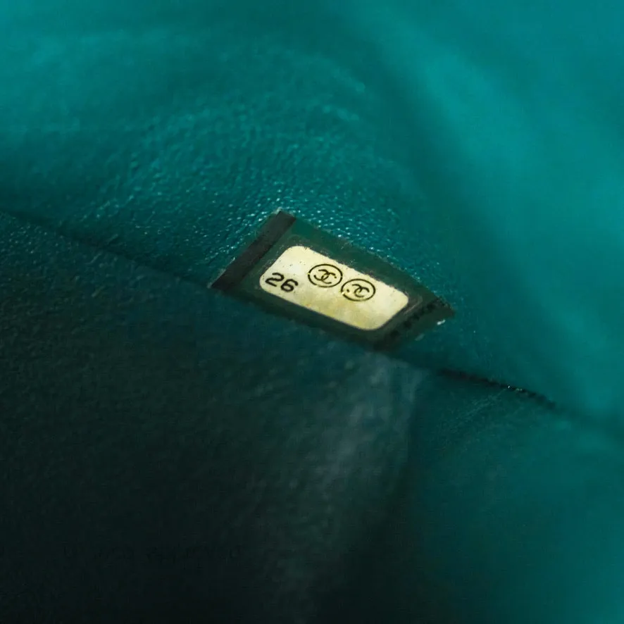 Chanel Classic M/L Medium Flap Quilted Teal Caviar Silver Hardware