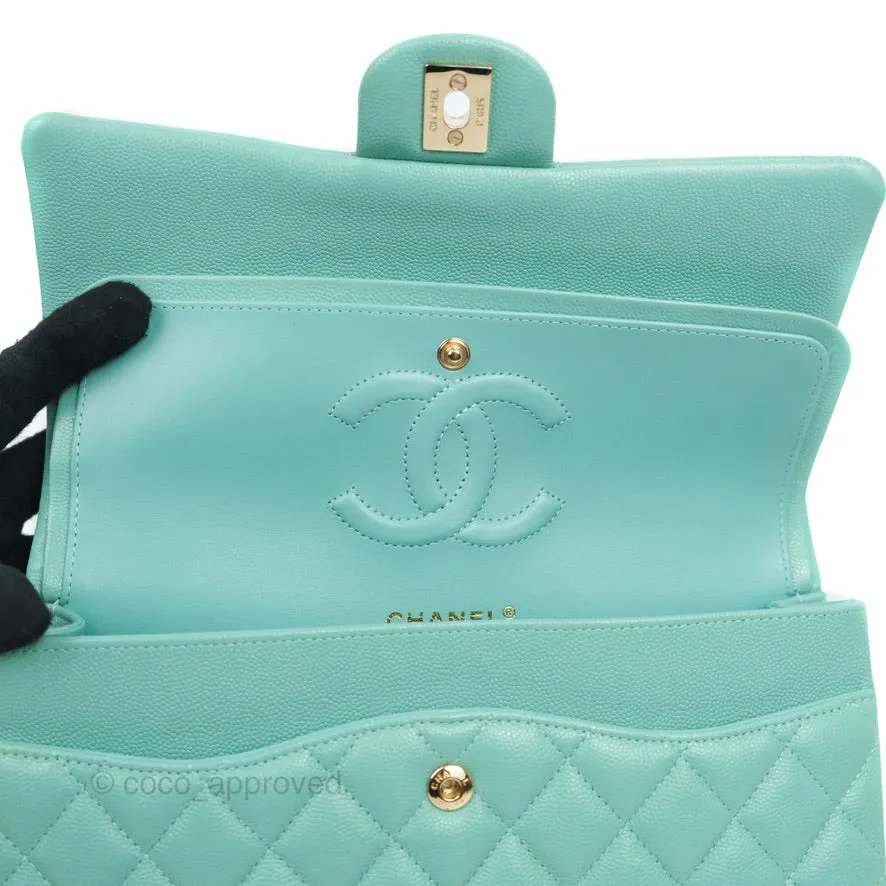 Chanel Classic M/L Medium Flap Quilted Tiffany Caviar Gold Hardware 21S
