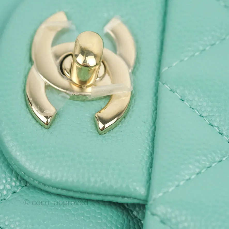Chanel Classic M/L Medium Flap Quilted Tiffany Caviar Gold Hardware 21S