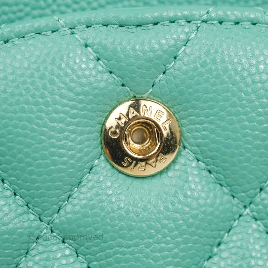 Chanel Classic M/L Medium Flap Quilted Tiffany Caviar Gold Hardware 21S