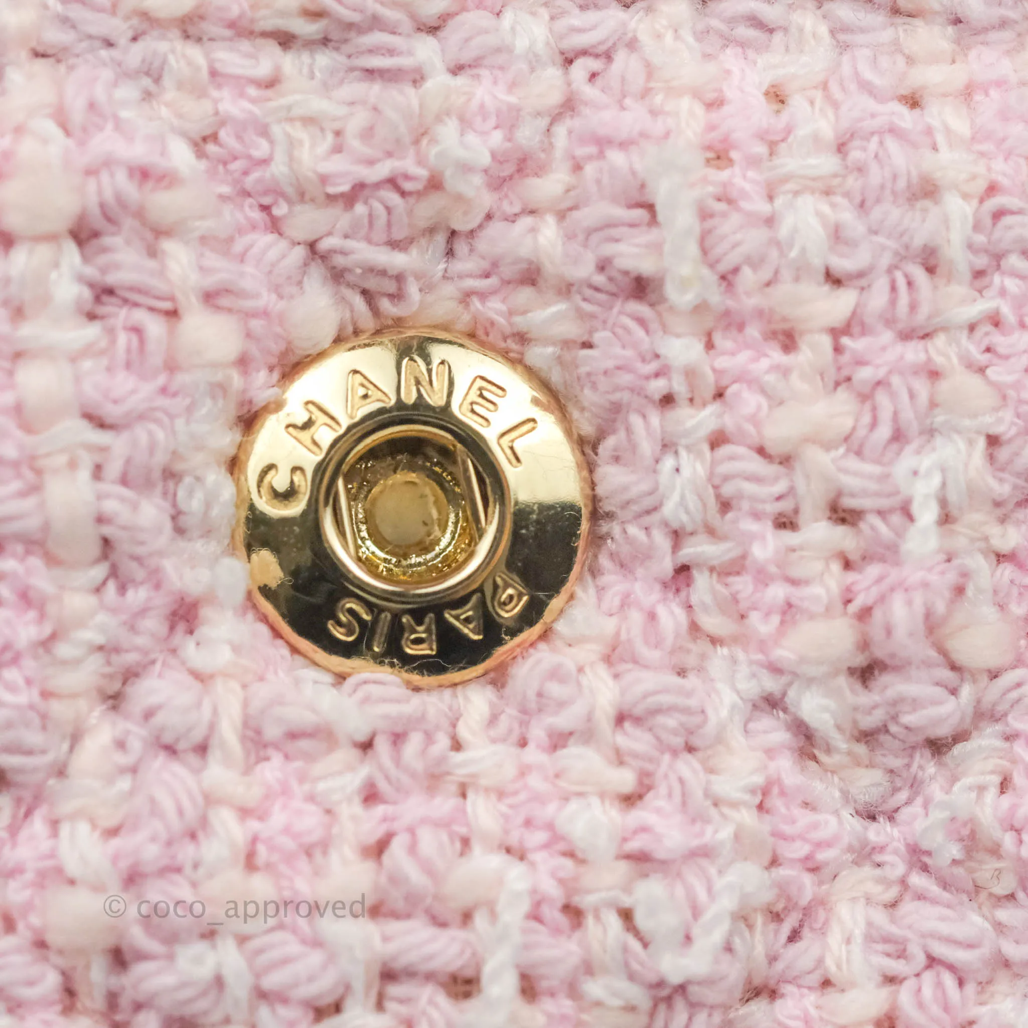 Chanel Classic M/L Medium Quilted Double Flap Bag Pink Tweed Gold Hardware