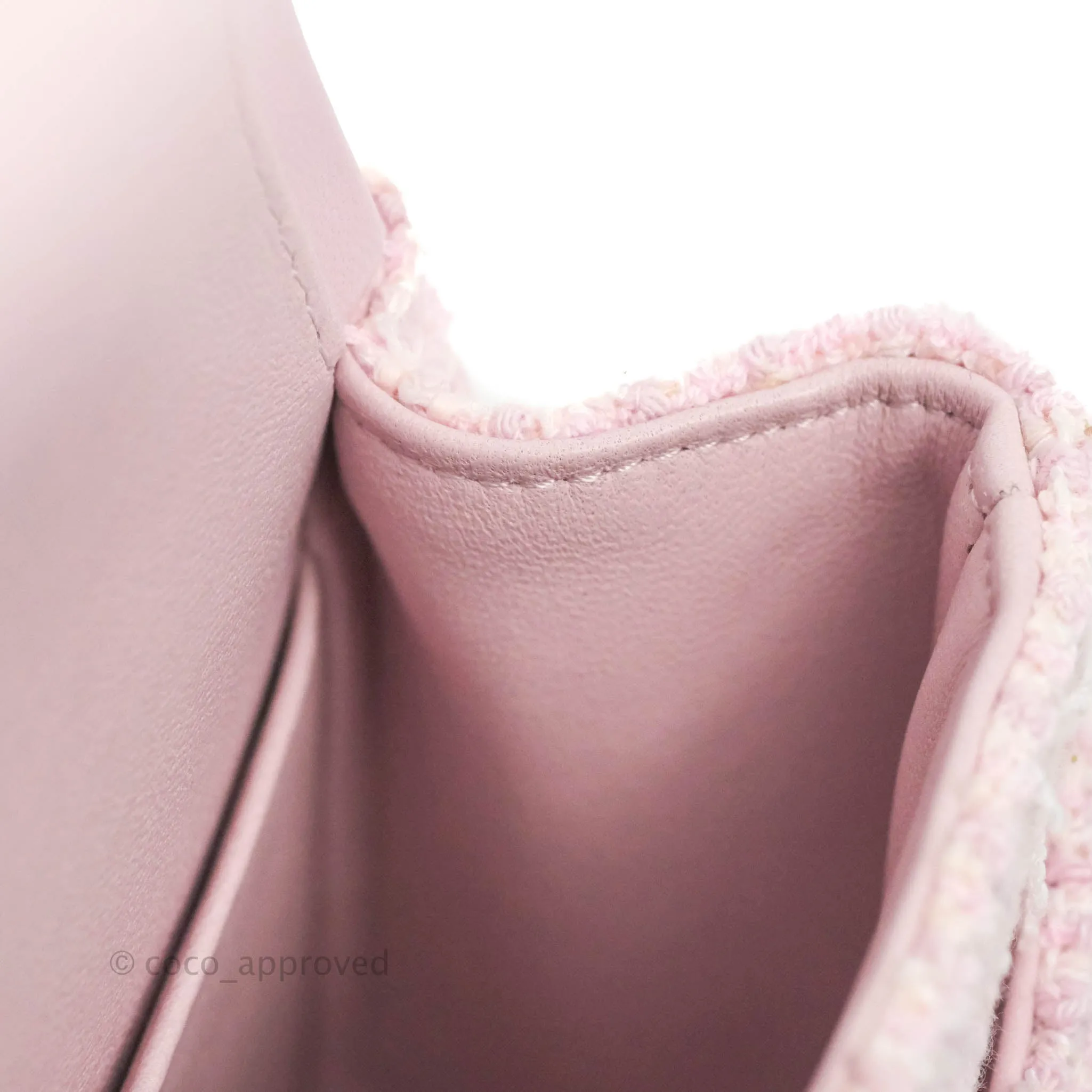 Chanel Classic M/L Medium Quilted Double Flap Bag Pink Tweed Gold Hardware