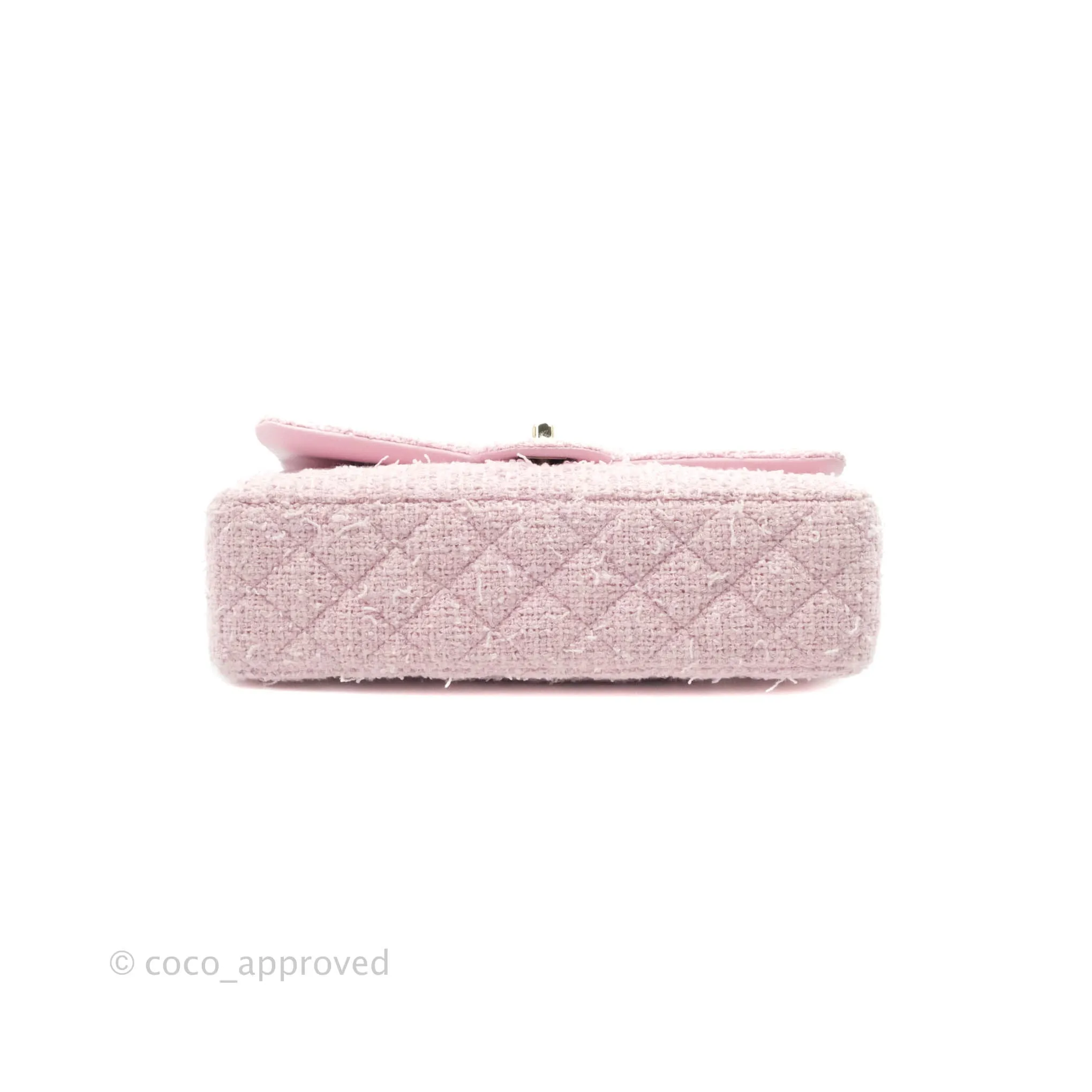 Chanel Classic M/L Medium Quilted Double Flap Bag Pink Tweed Gold Hardware