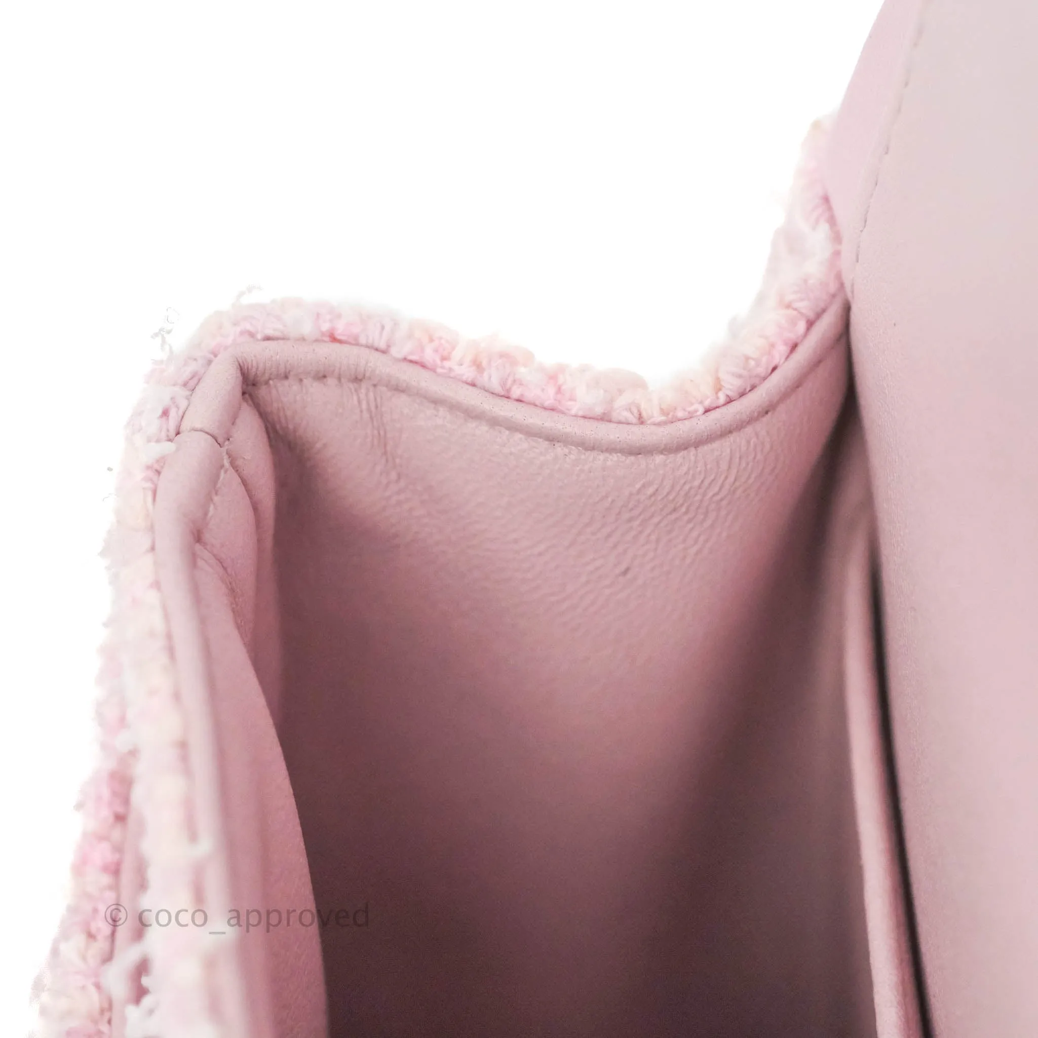 Chanel Classic M/L Medium Quilted Double Flap Bag Pink Tweed Gold Hardware