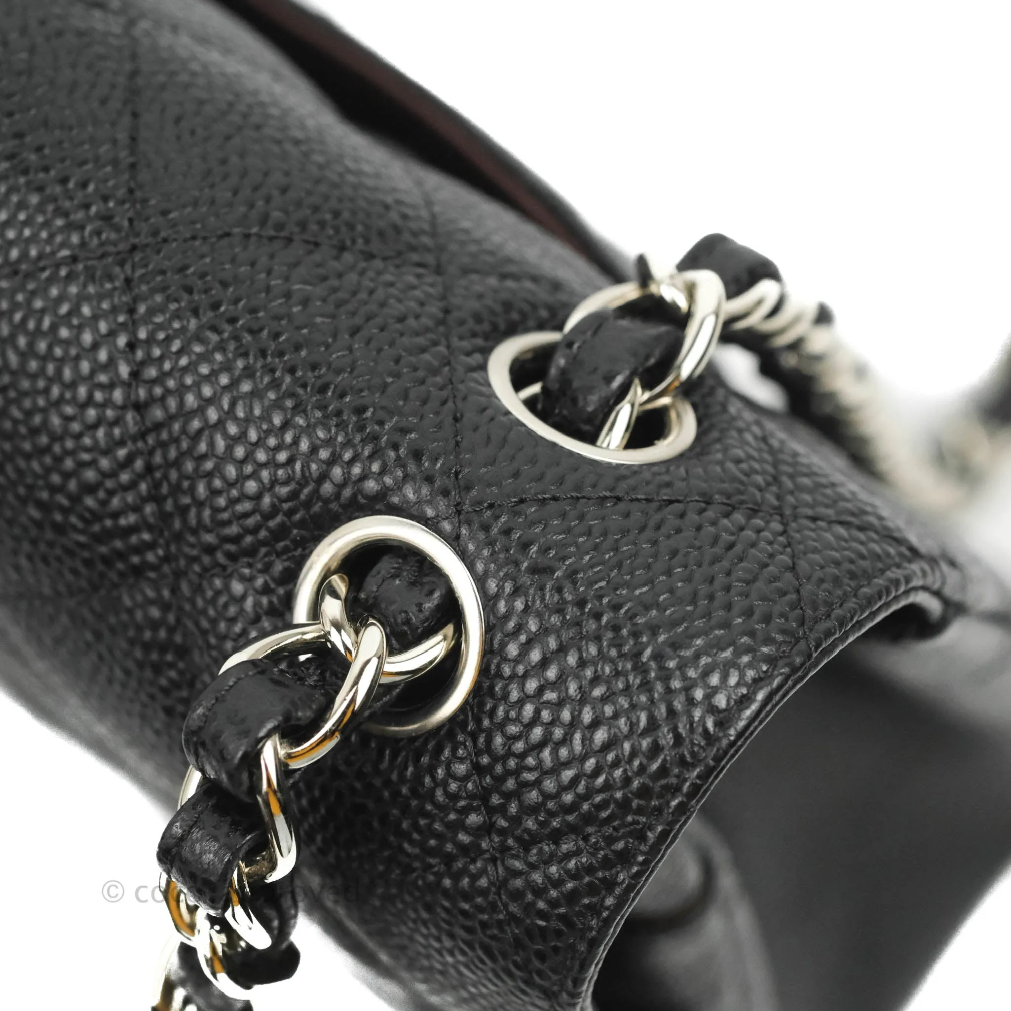 Chanel Classic Quilted Jumbo Double Flap Black Caviar Silver Hardware⁣⁣