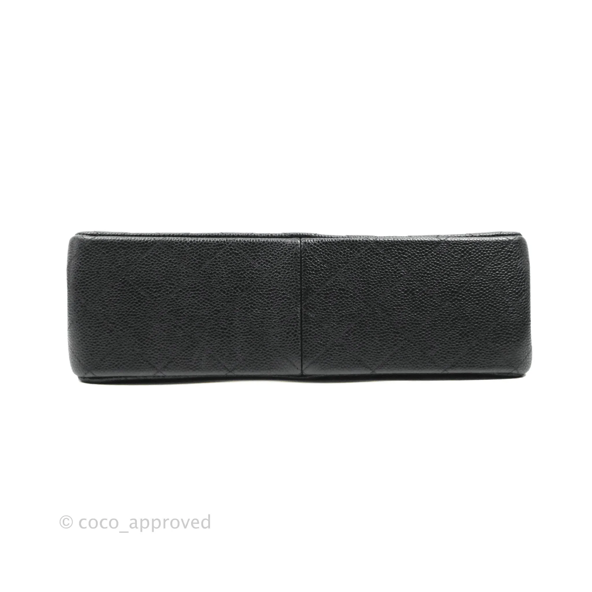 Chanel Classic Quilted Jumbo Double Flap Black Caviar Silver Hardware⁣⁣