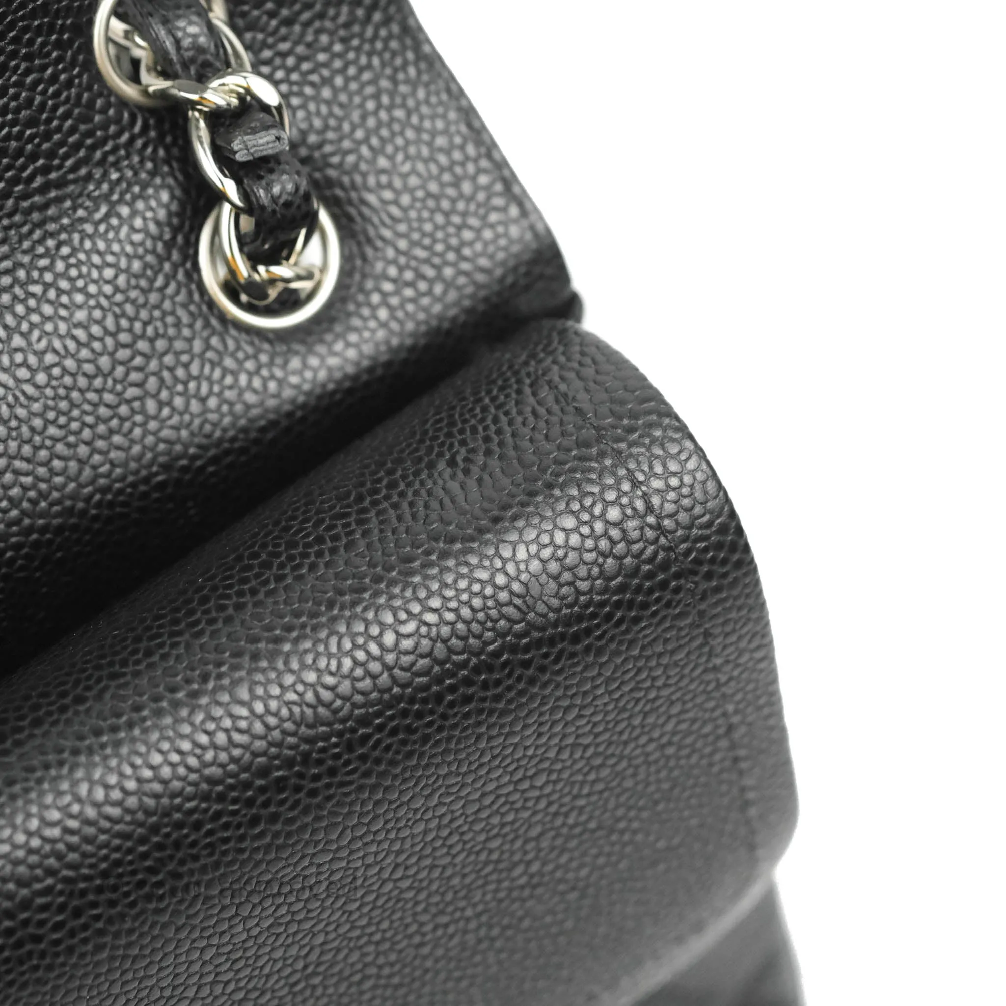 Chanel Classic Quilted Jumbo Double Flap Black Caviar Silver Hardware⁣⁣