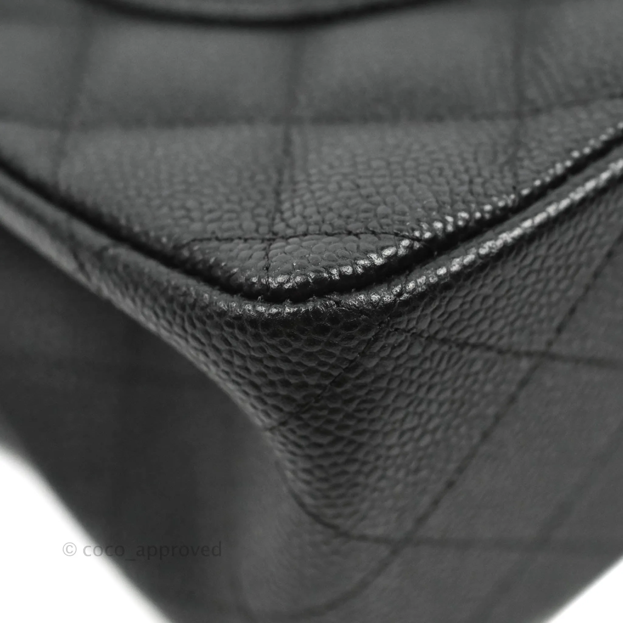 Chanel Classic Quilted Jumbo Double Flap Black Caviar Silver Hardware⁣⁣