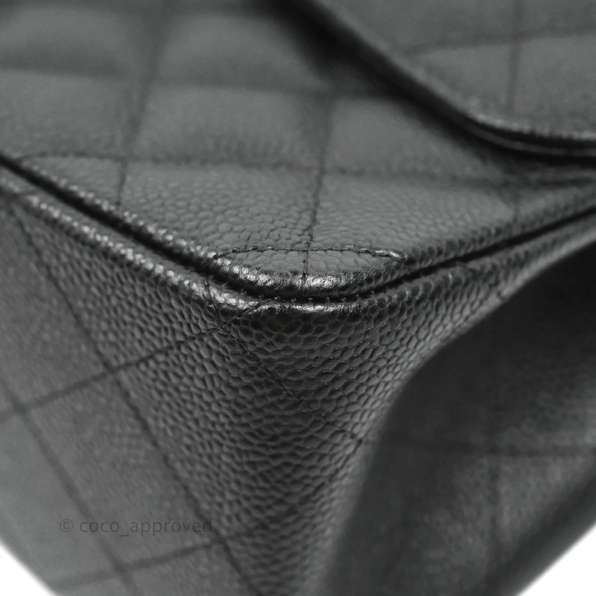 Chanel Classic Quilted Jumbo Double Flap Black Caviar Silver Hardware⁣⁣