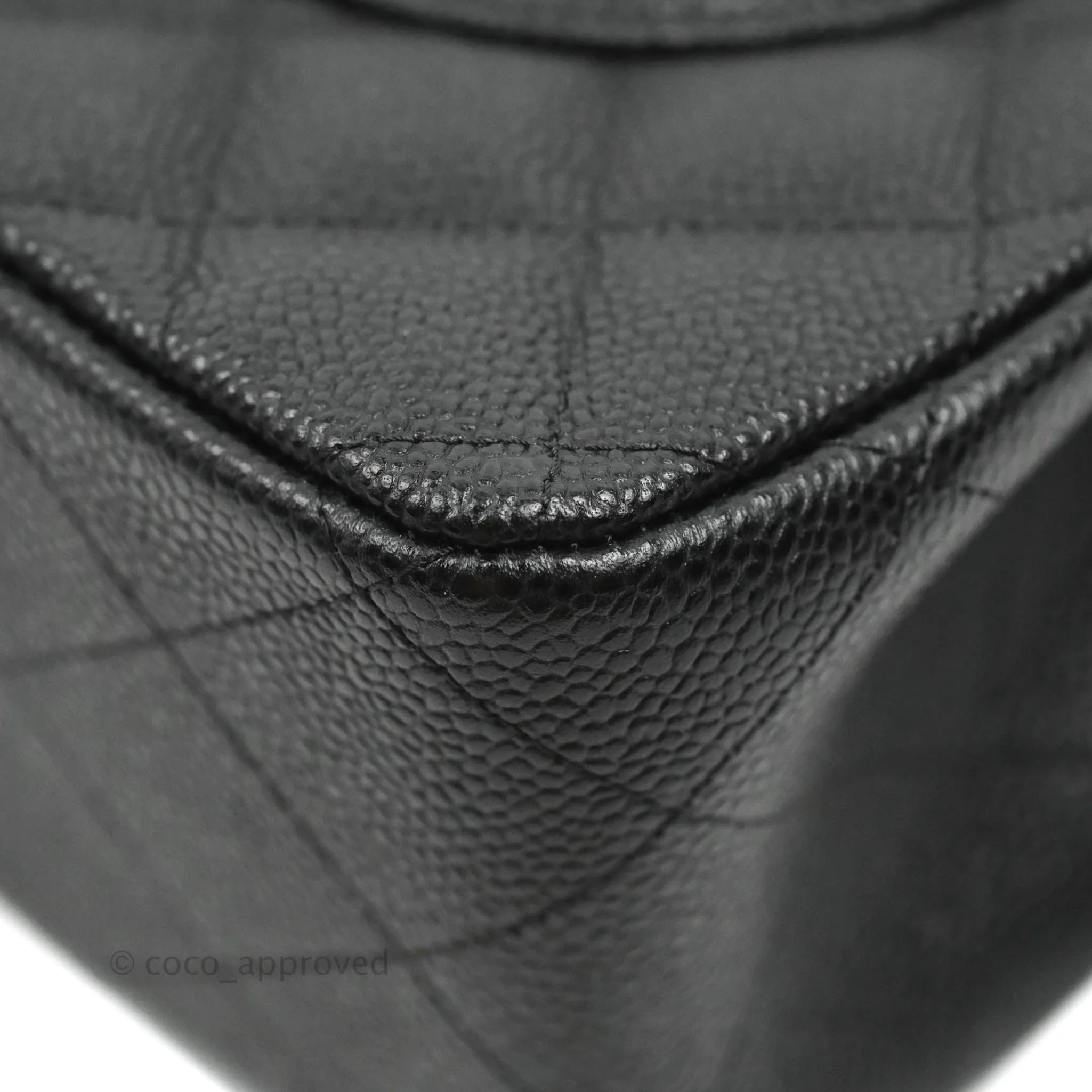 Chanel Classic Quilted Jumbo Double Flap Black Caviar Silver Hardware⁣⁣