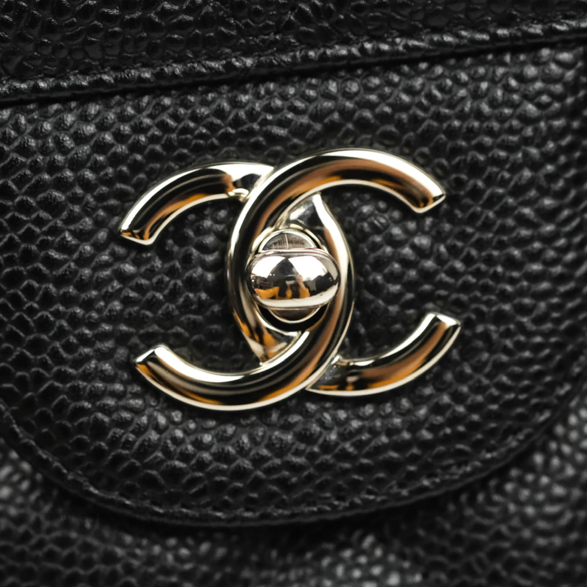 Chanel Classic Quilted Jumbo Double Flap Black Caviar Silver Hardware⁣⁣
