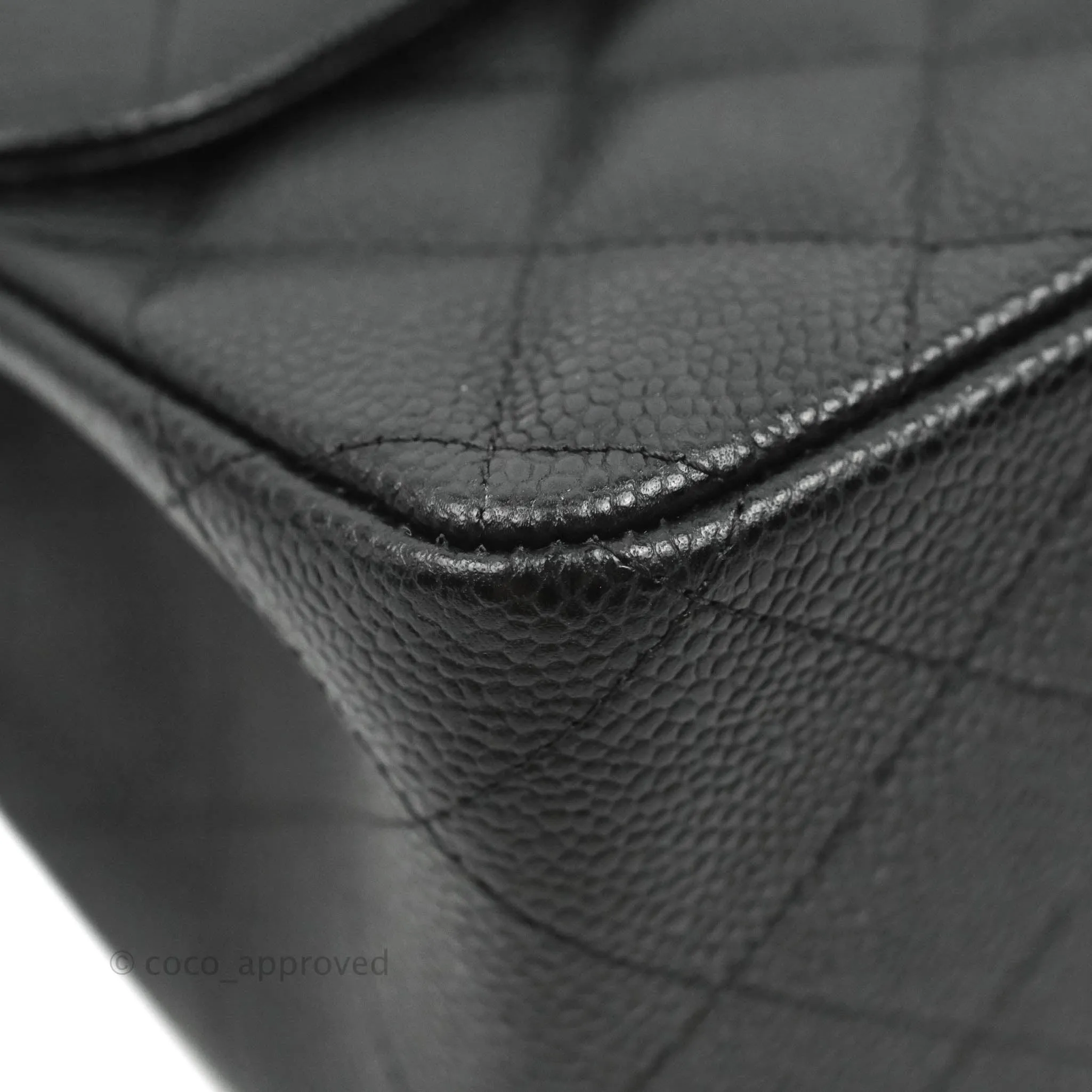 Chanel Classic Quilted Jumbo Double Flap Black Caviar Silver Hardware⁣⁣