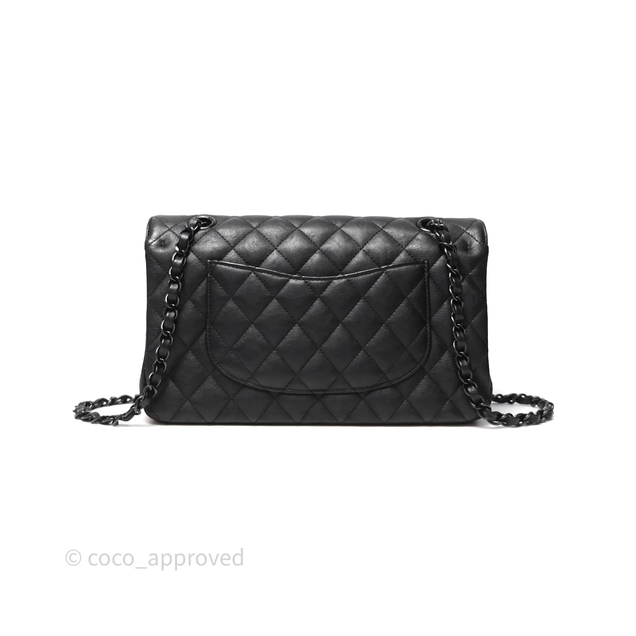 Chanel Classic Quilted M/L Medium Double Flap So Black Calfskin
