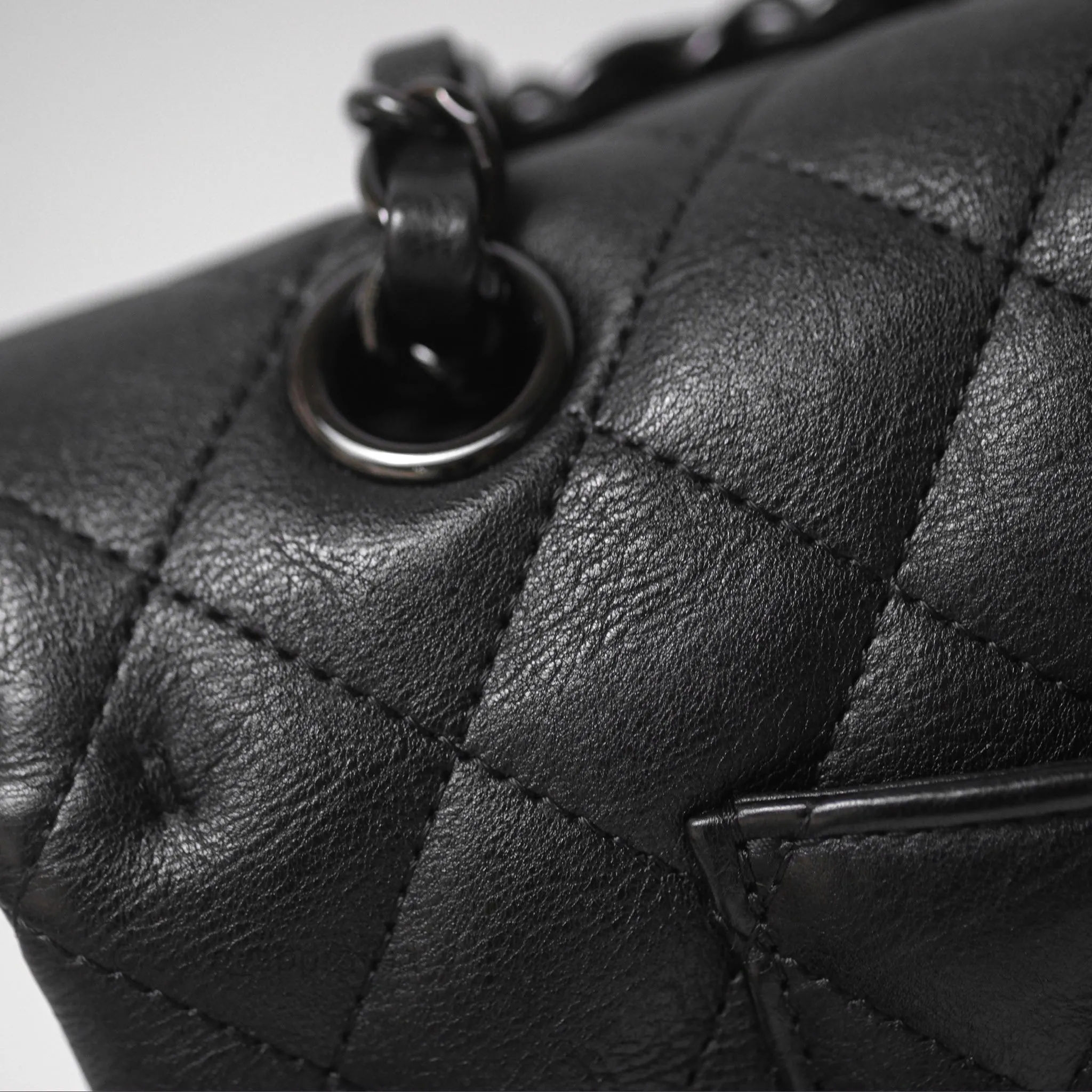 Chanel Classic Quilted M/L Medium Double Flap So Black Calfskin