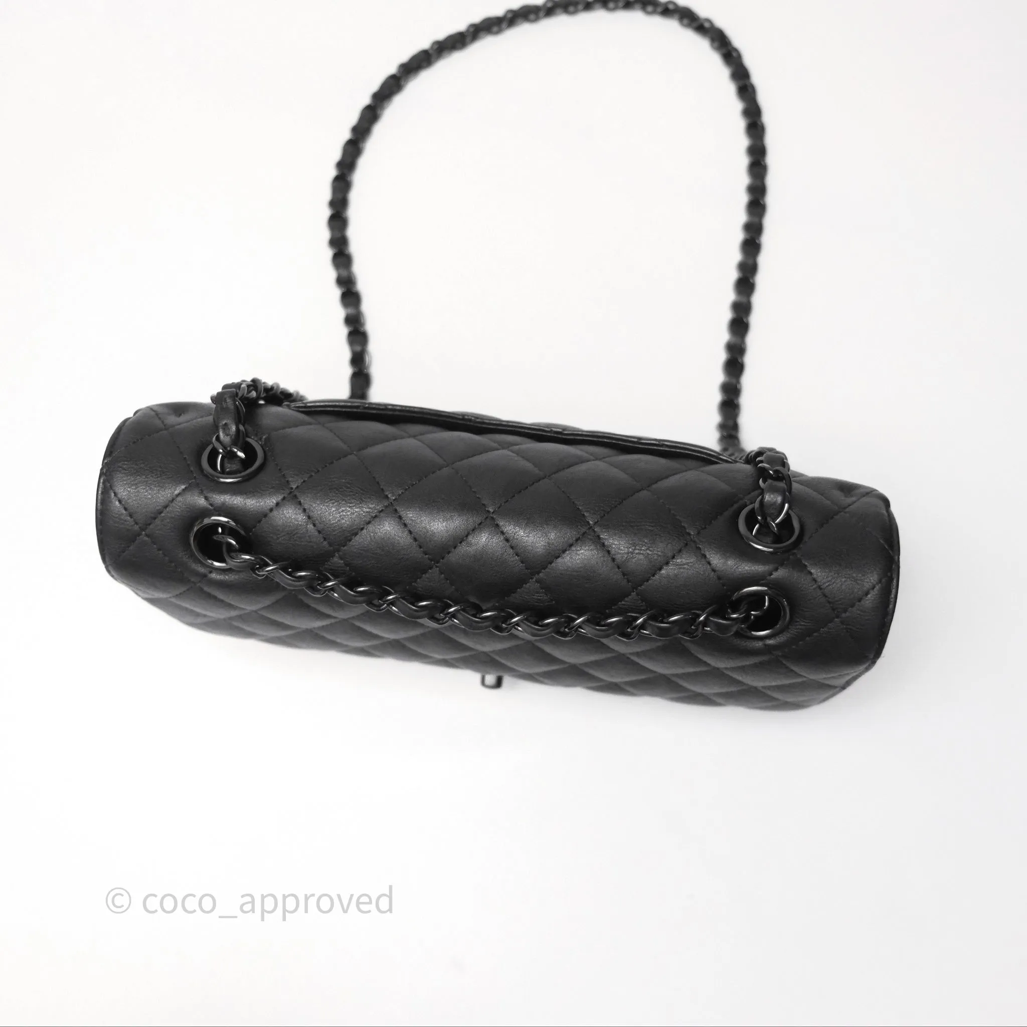 Chanel Classic Quilted M/L Medium Double Flap So Black Calfskin
