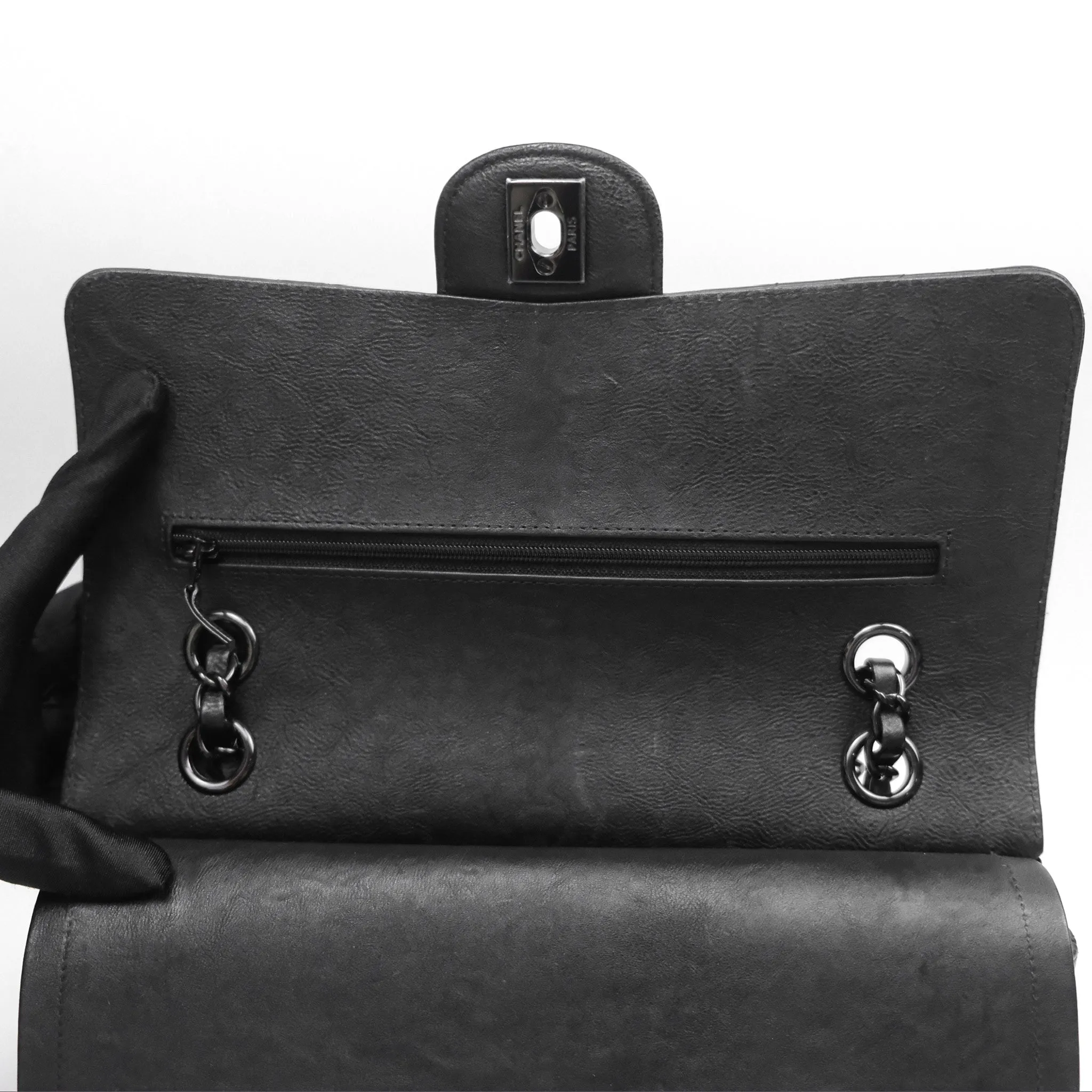Chanel Classic Quilted M/L Medium Double Flap So Black Calfskin