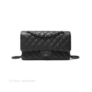 Chanel Classic Quilted M/L Medium Double Flap So Black Calfskin
