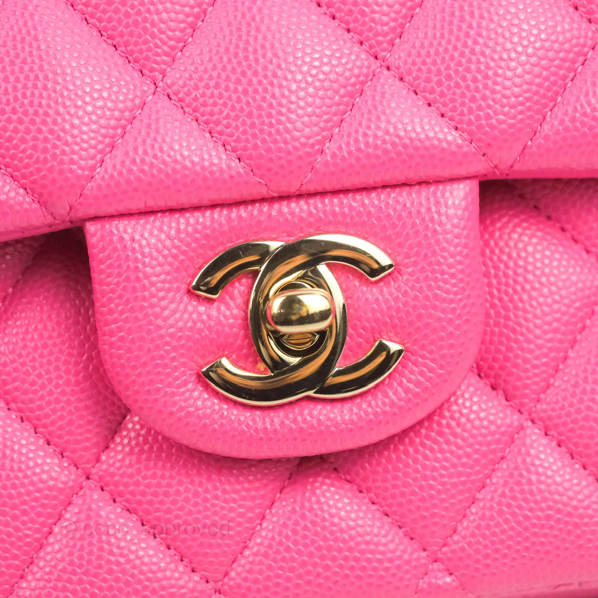 Chanel Classic Quilted M/L Medium Flap Pink Caviar Gold Hardware