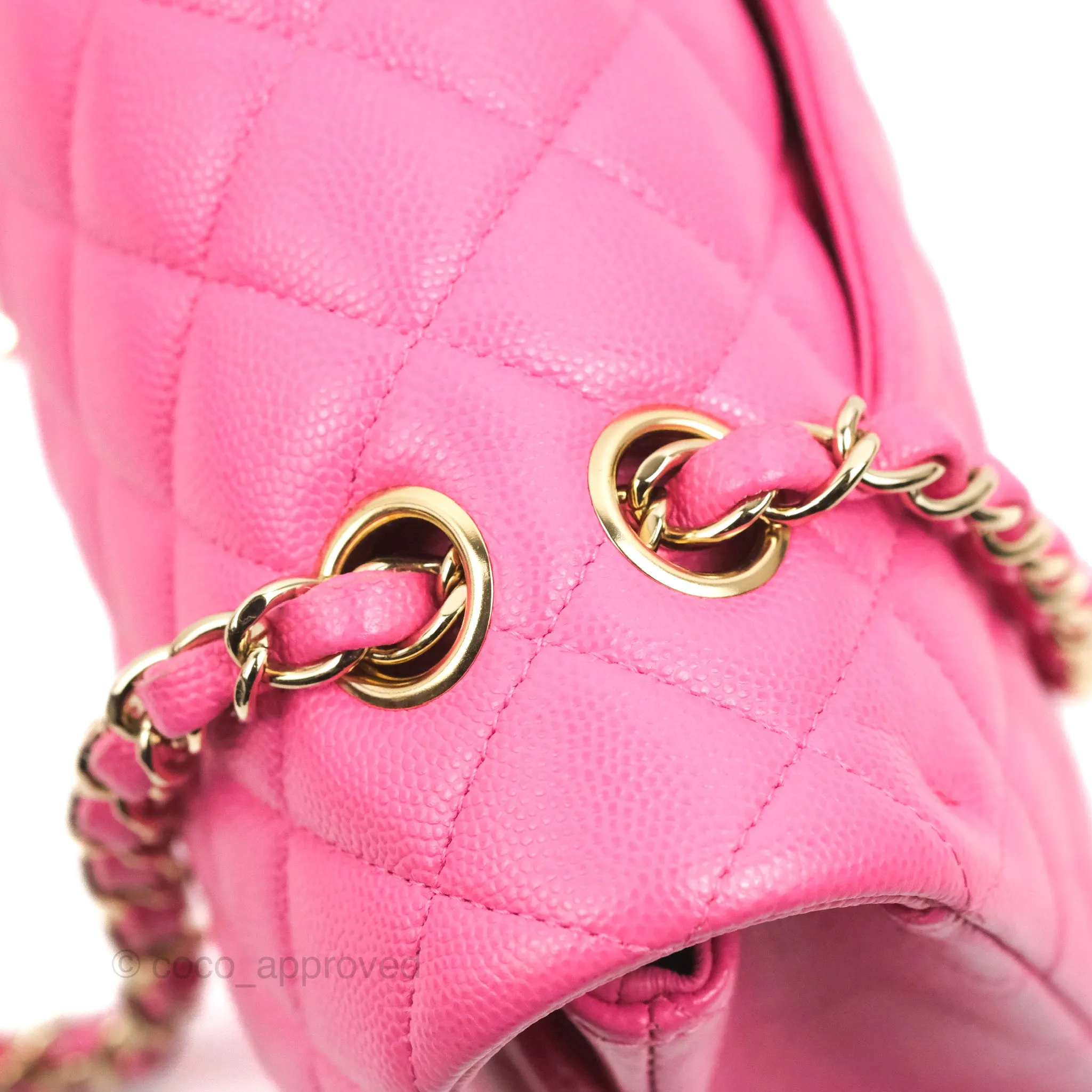 Chanel Classic Quilted M/L Medium Flap Pink Caviar Gold Hardware