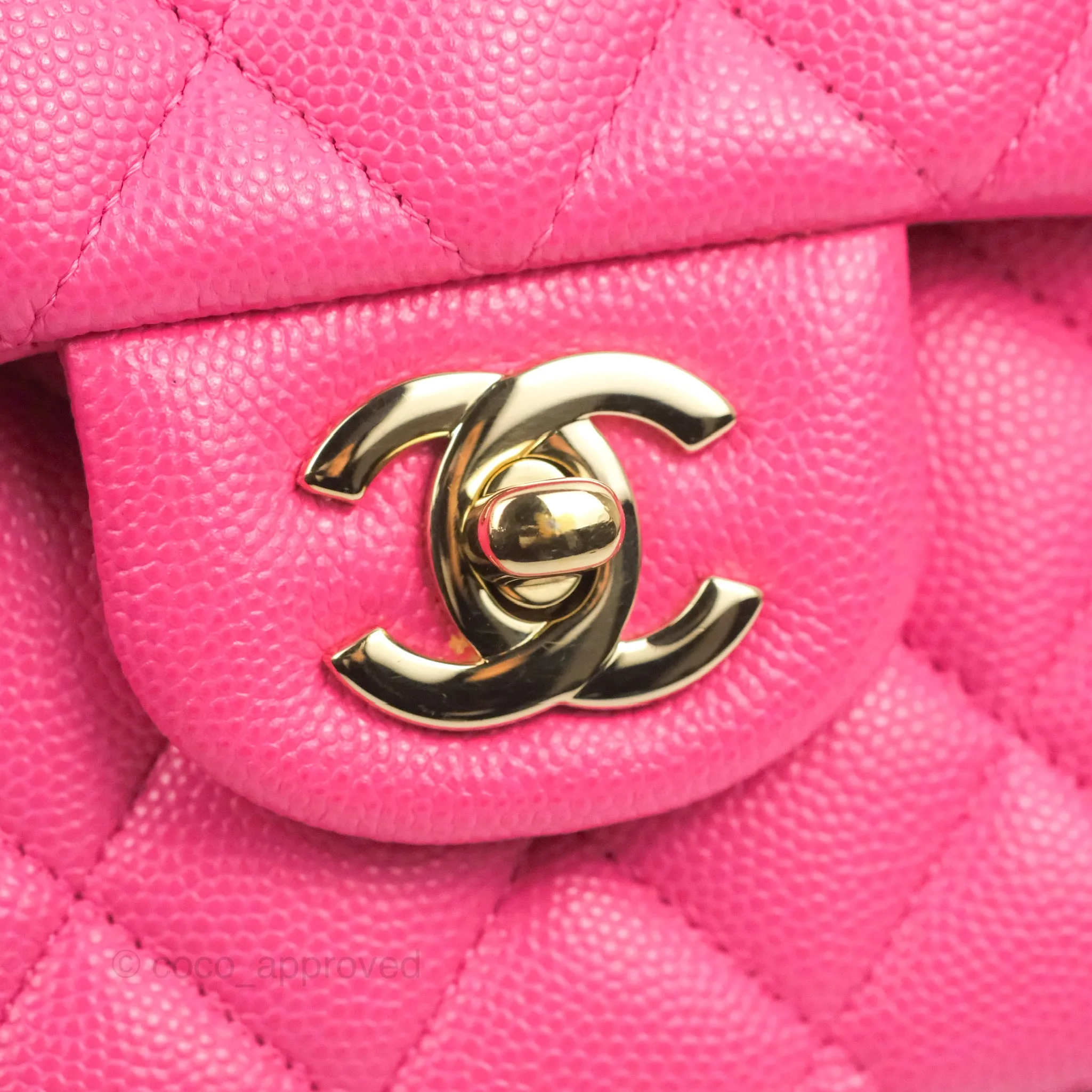 Chanel Classic Quilted M/L Medium Flap Pink Caviar Gold Hardware