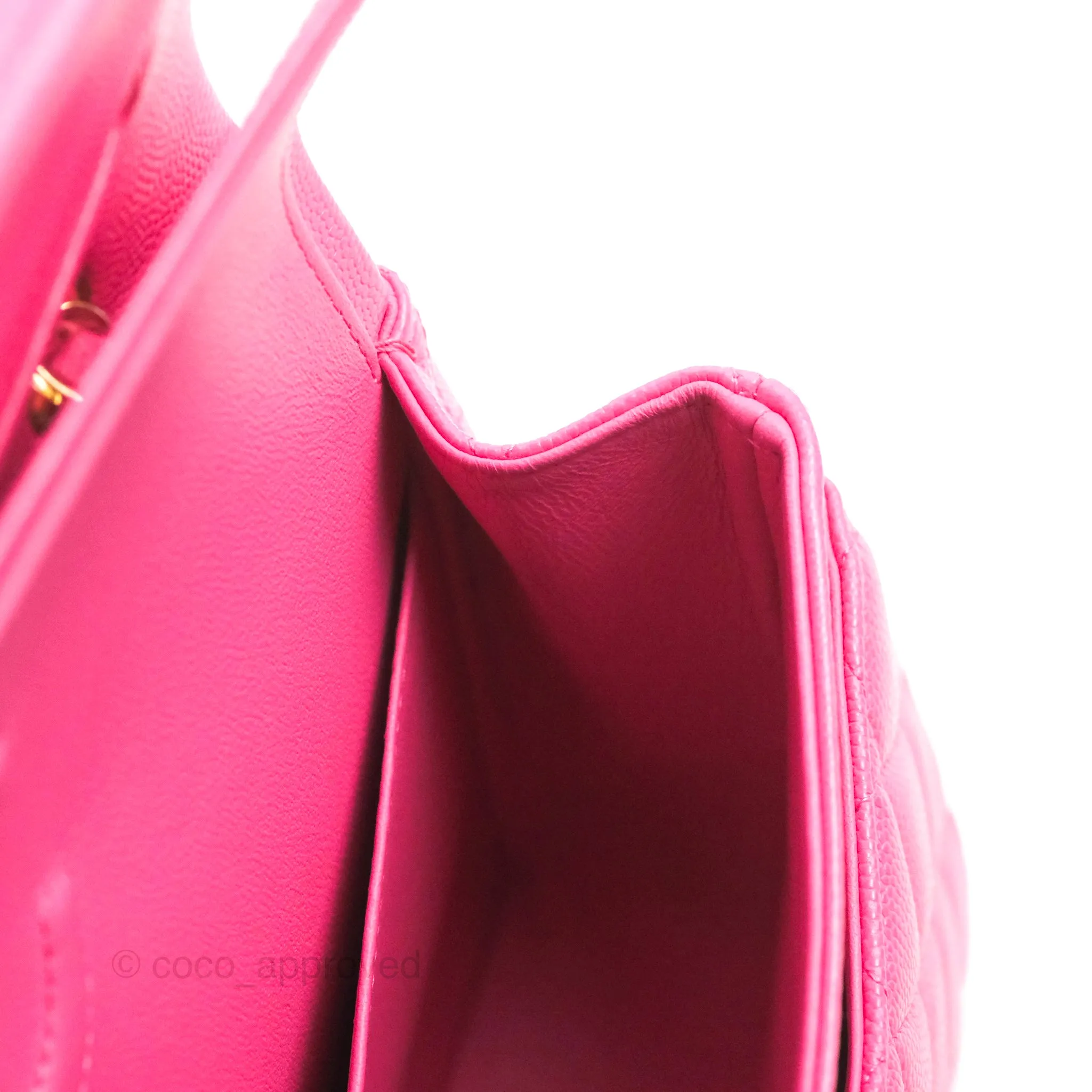 Chanel Classic Quilted M/L Medium Flap Pink Caviar Gold Hardware