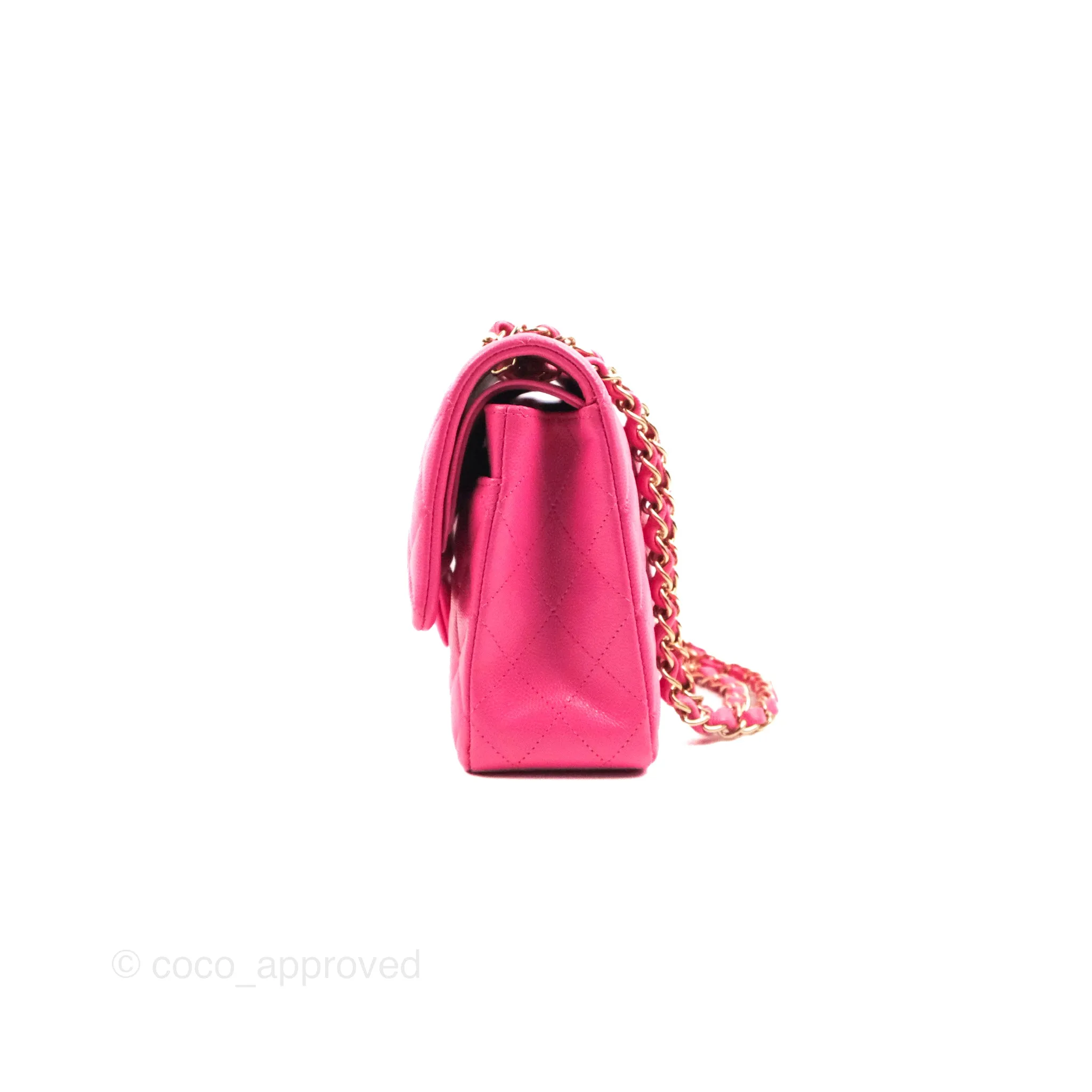 Chanel Classic Quilted M/L Medium Flap Pink Caviar Gold Hardware