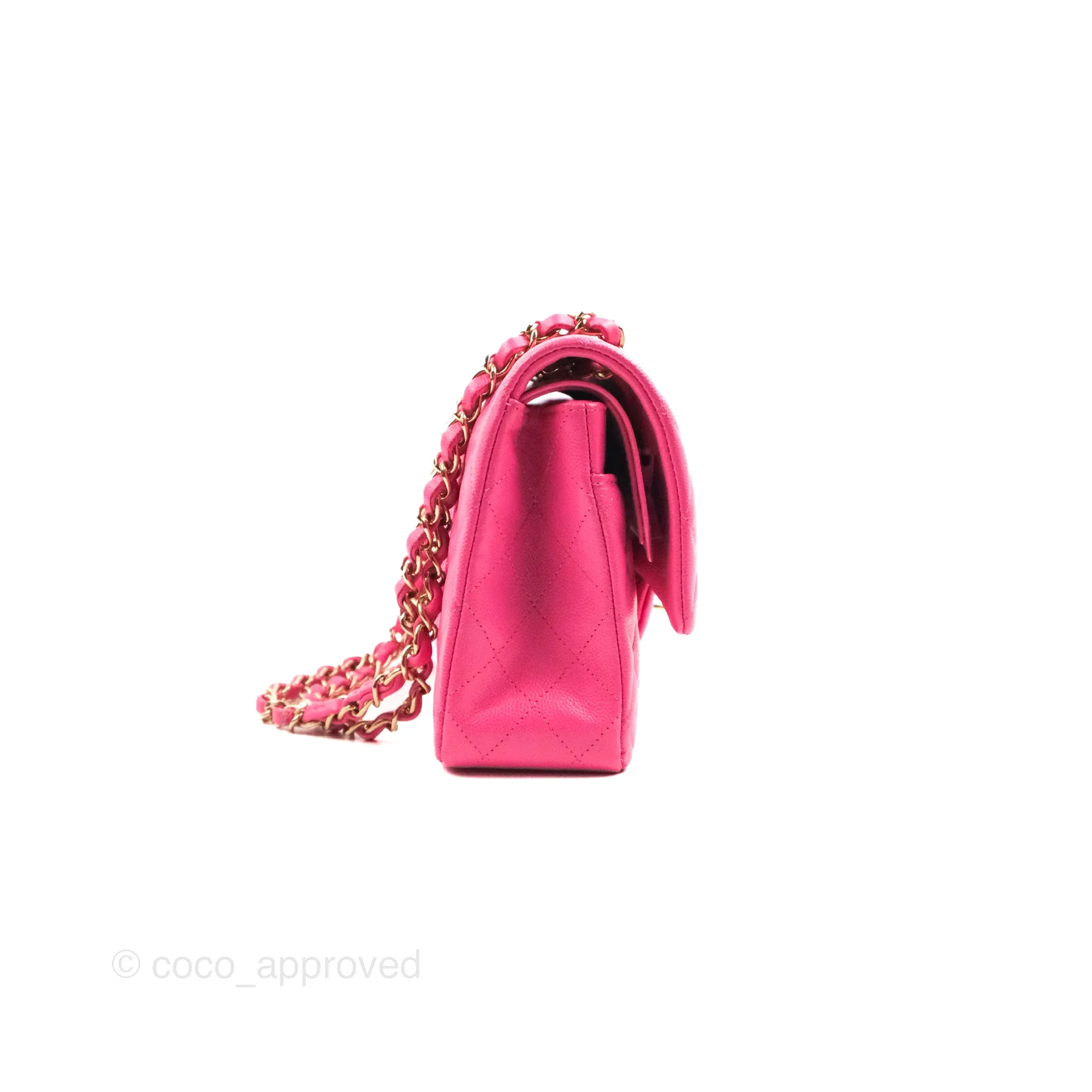 Chanel Classic Quilted M/L Medium Flap Pink Caviar Gold Hardware