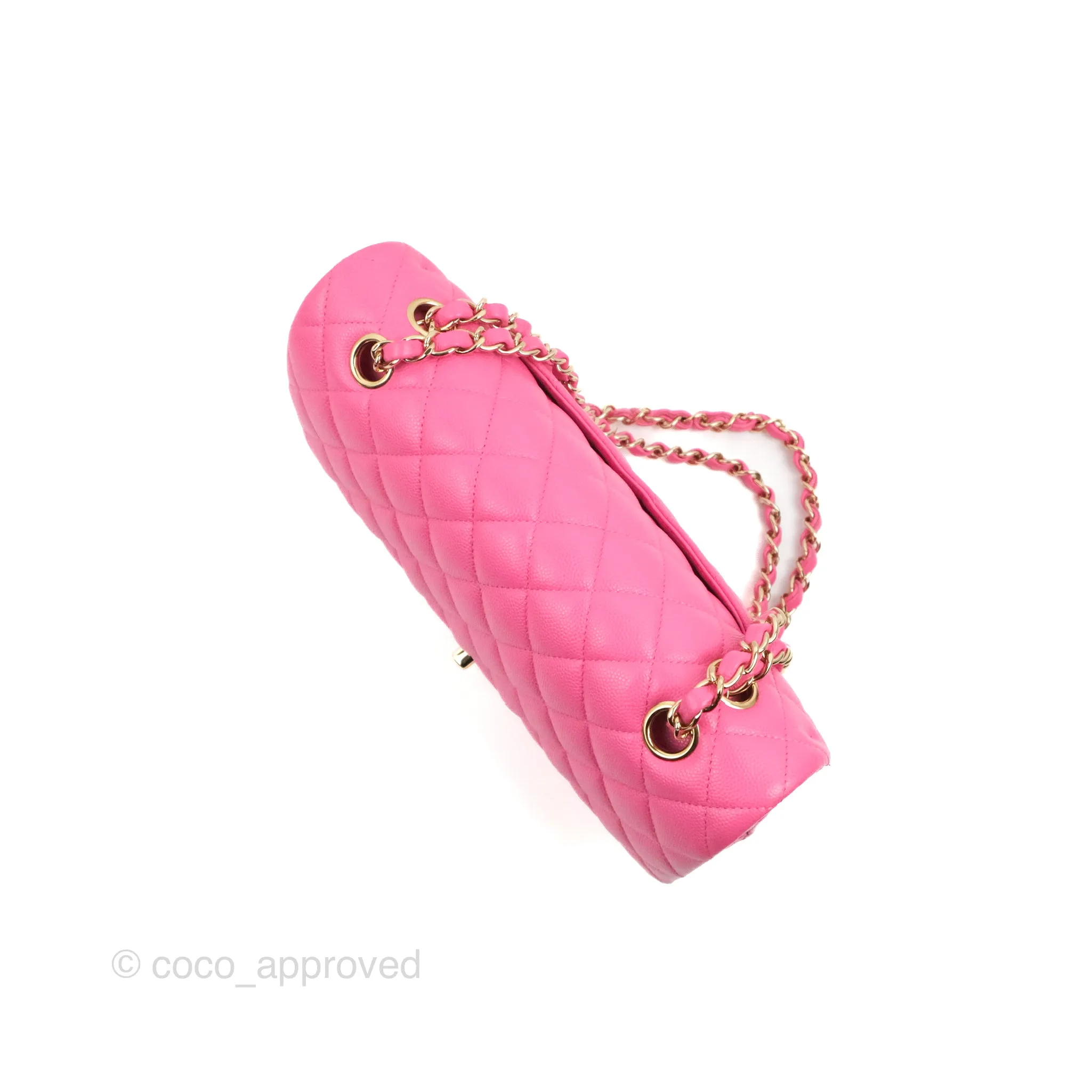 Chanel Classic Quilted M/L Medium Flap Pink Caviar Gold Hardware