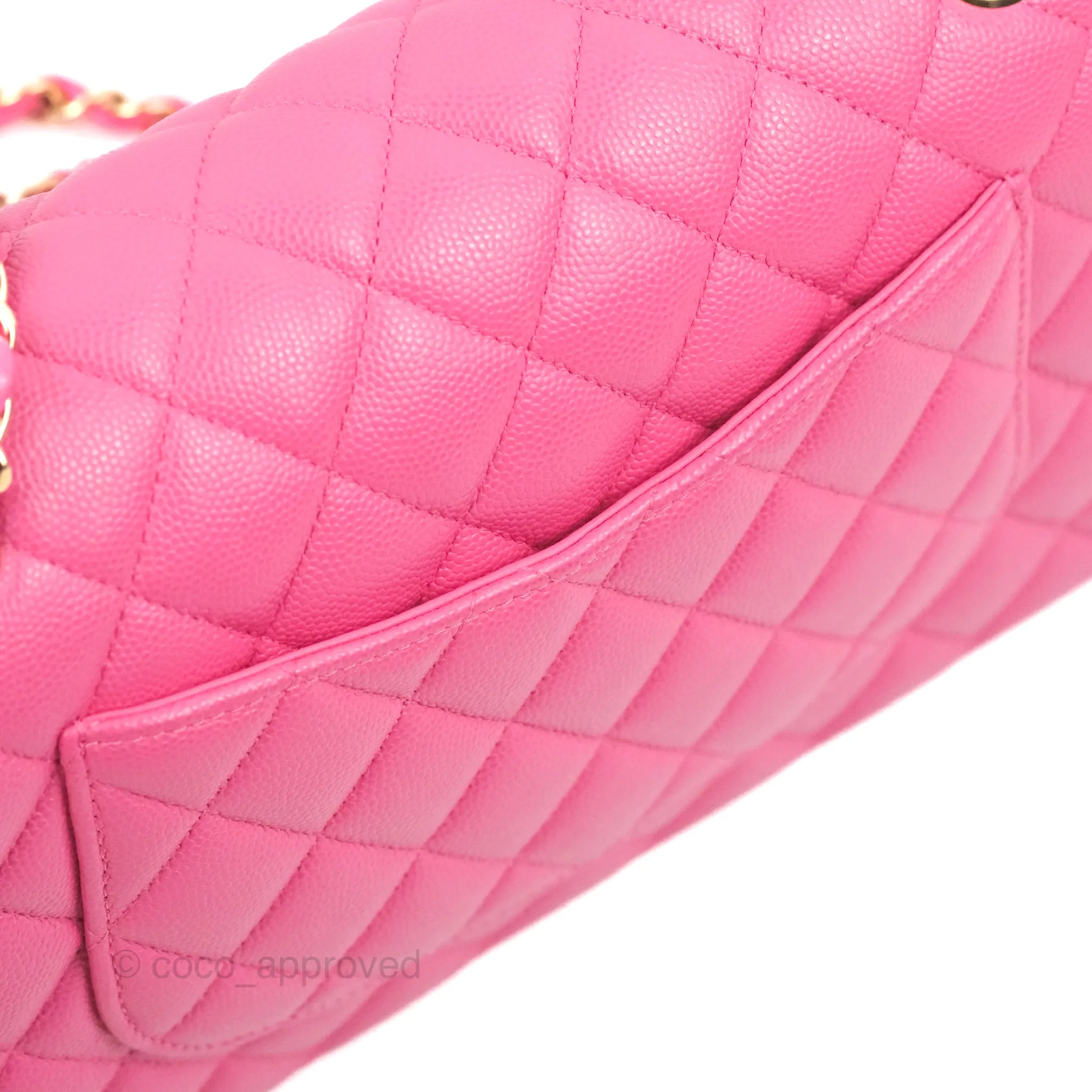 Chanel Classic Quilted M/L Medium Flap Pink Caviar Gold Hardware