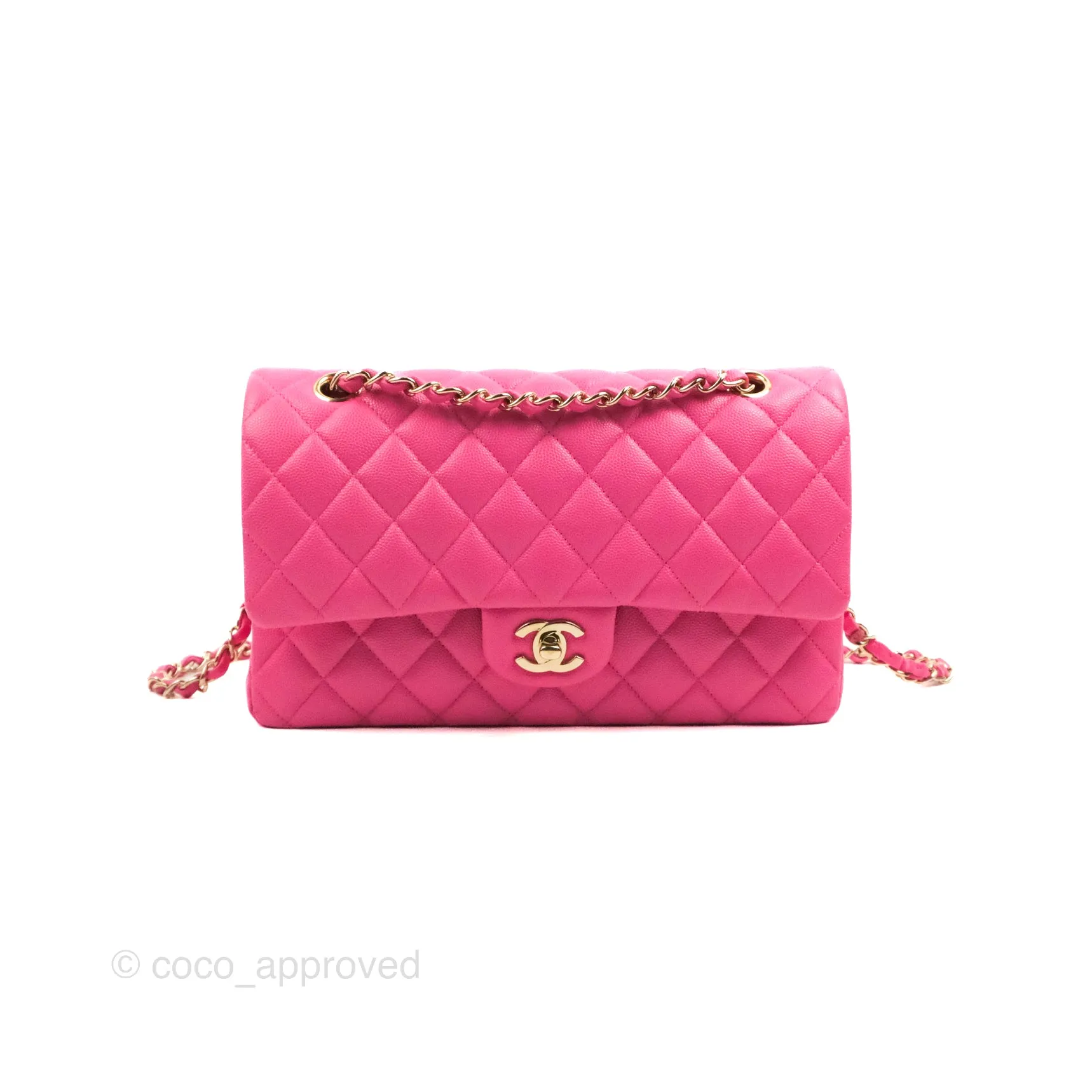 Chanel Classic Quilted M/L Medium Flap Pink Caviar Gold Hardware