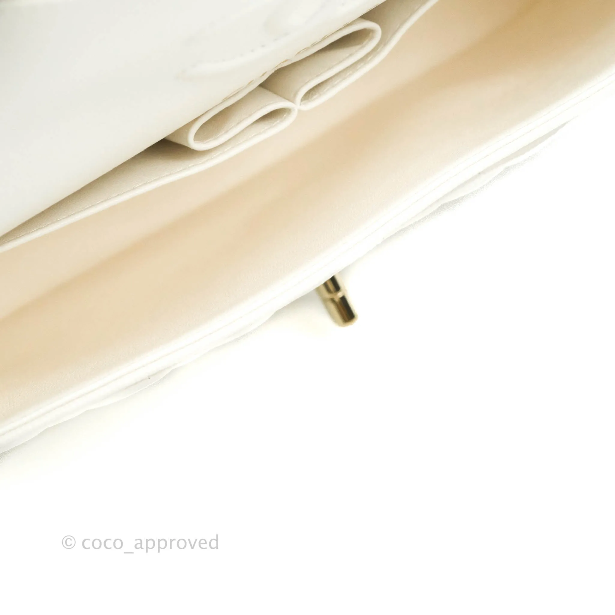 Chanel Classic Quilted Small S/M Flap White Caviar Gold Hardware