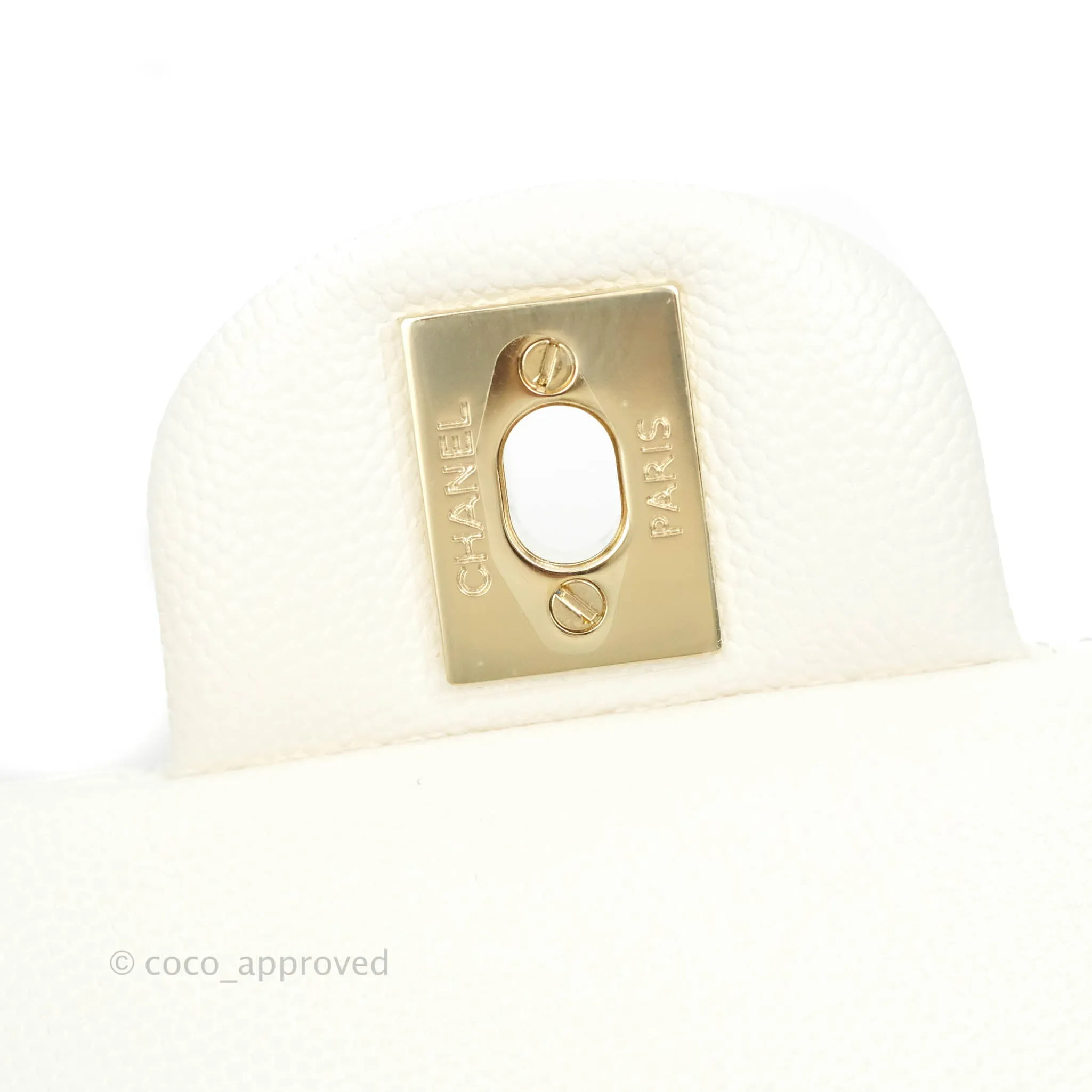 Chanel Classic Quilted Small S/M Flap White Caviar Gold Hardware