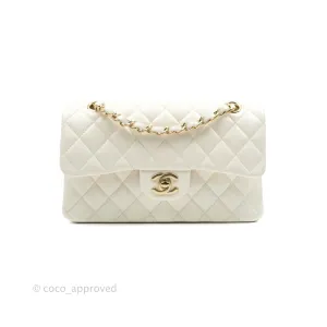 Chanel Classic Quilted Small S/M Flap White Caviar Gold Hardware