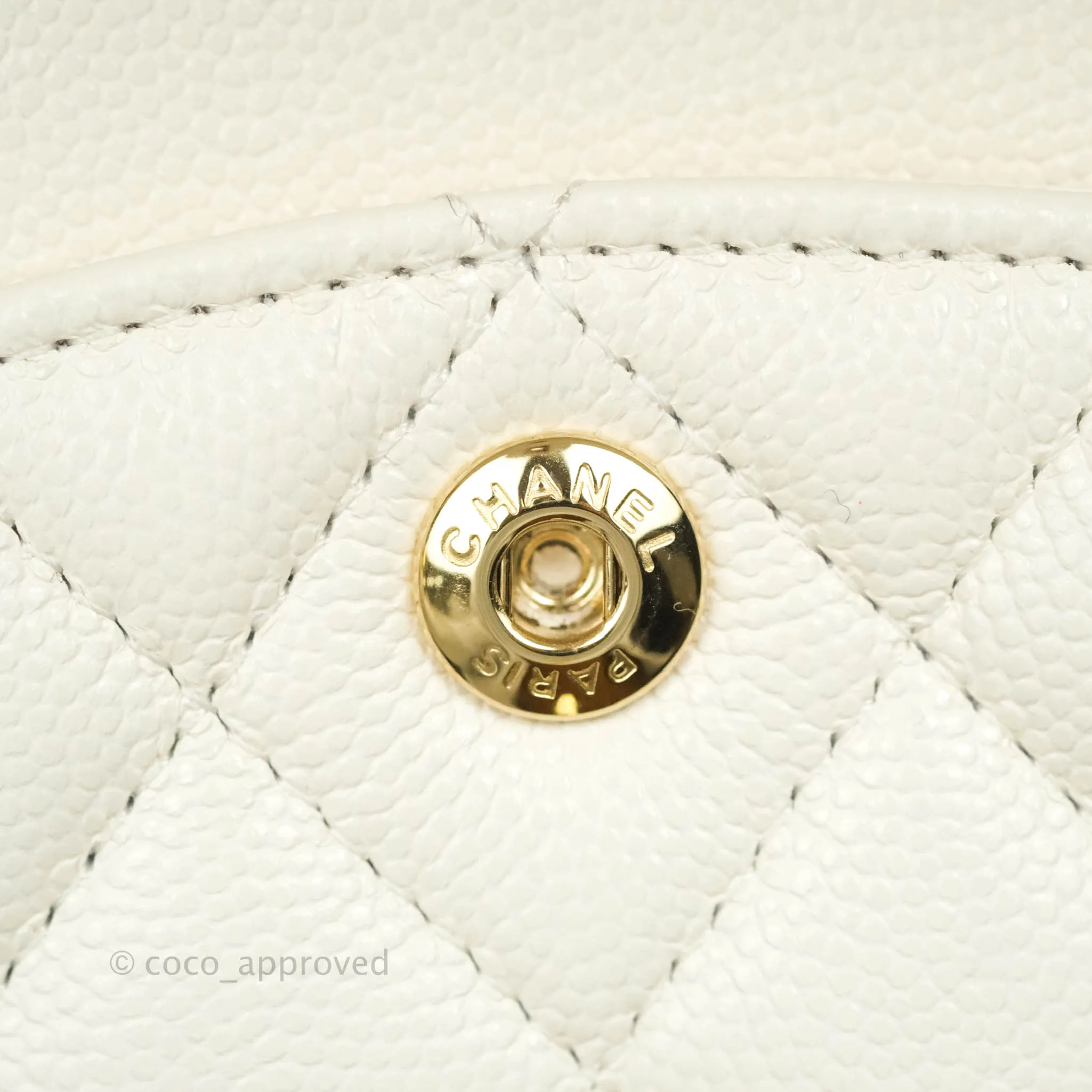 Chanel Classic Quilted Small S/M Flap White Caviar Gold Hardware