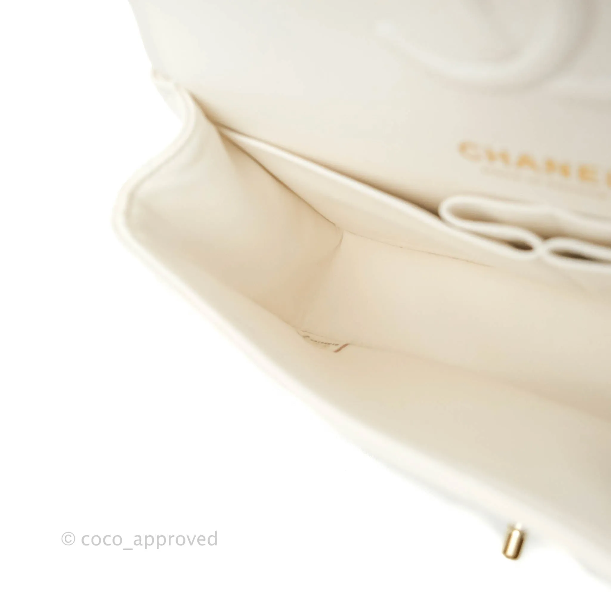 Chanel Classic Quilted Small S/M Flap White Caviar Gold Hardware