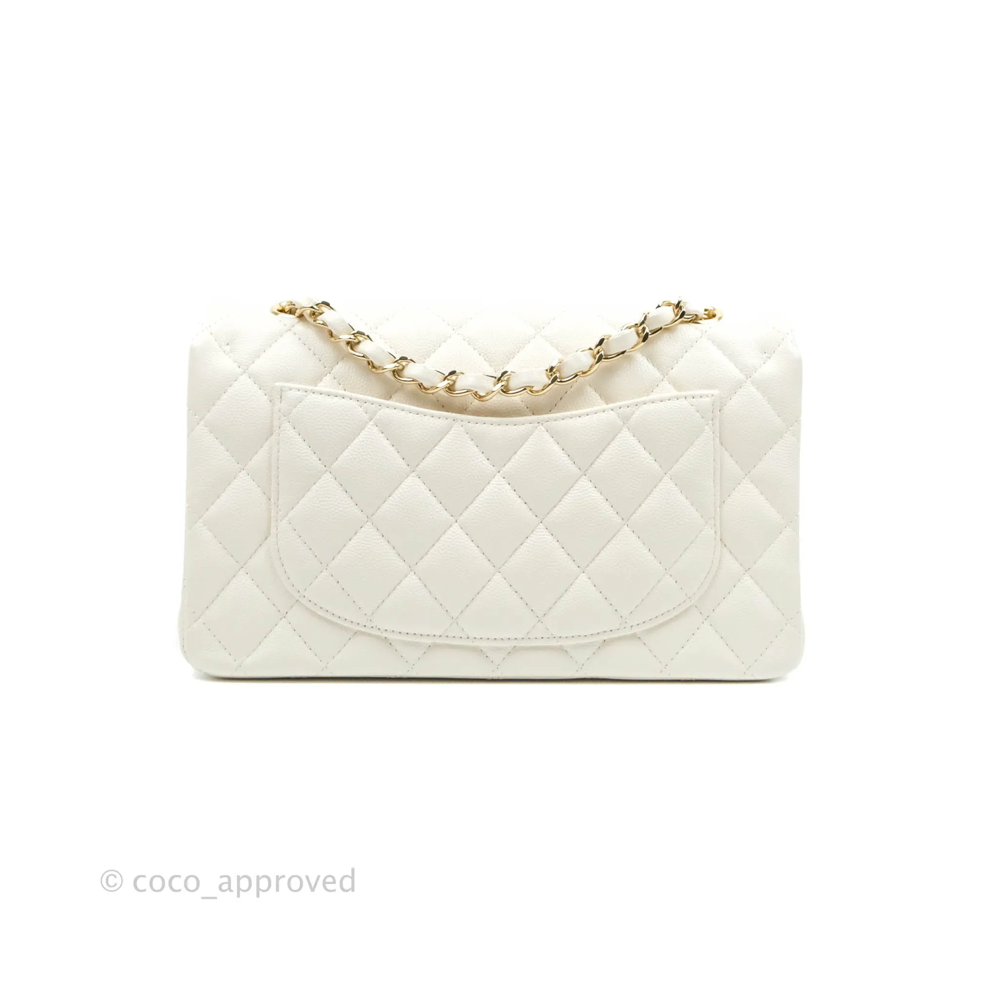 Chanel Classic Quilted Small S/M Flap White Caviar Gold Hardware
