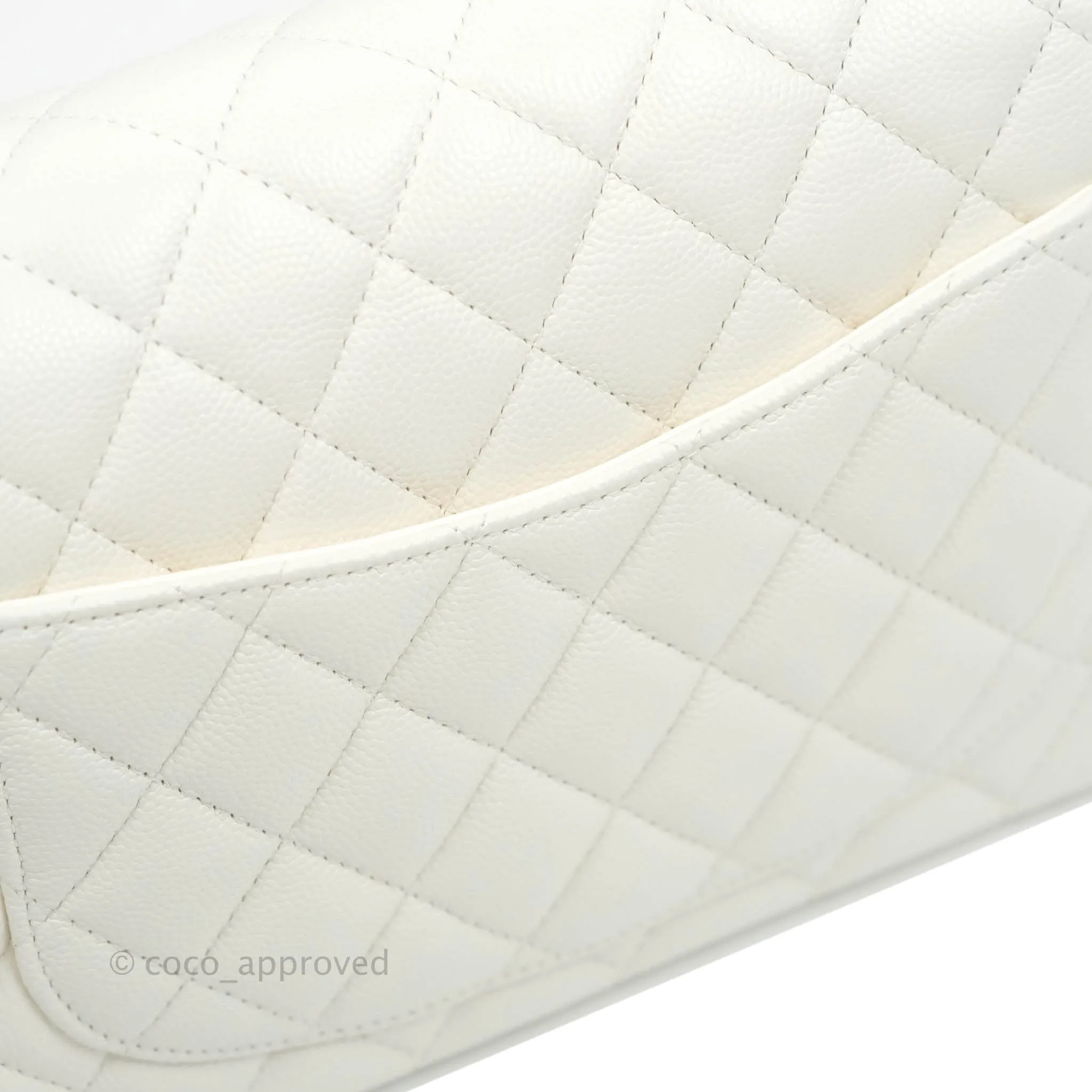 Chanel Classic Quilted Small S/M Flap White Caviar Gold Hardware