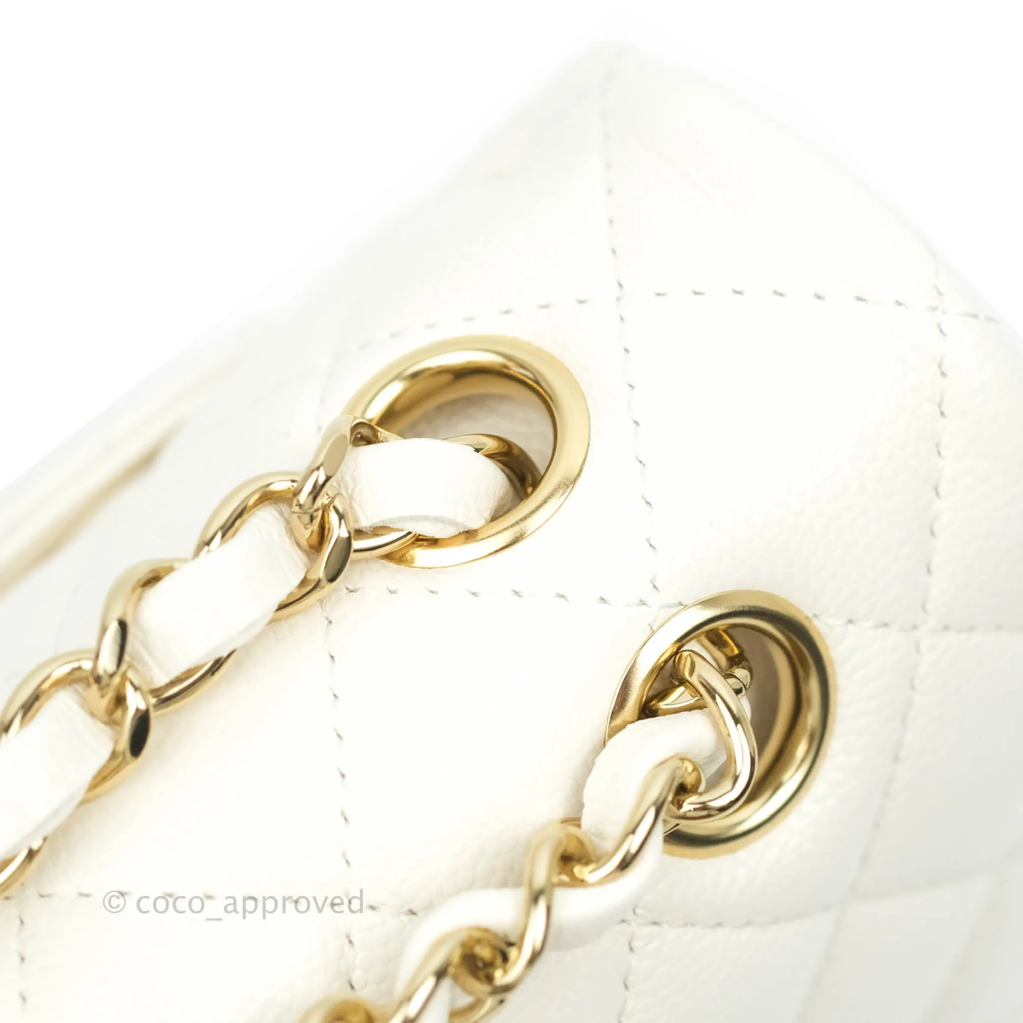 Chanel Classic Quilted Small S/M Flap White Caviar Gold Hardware