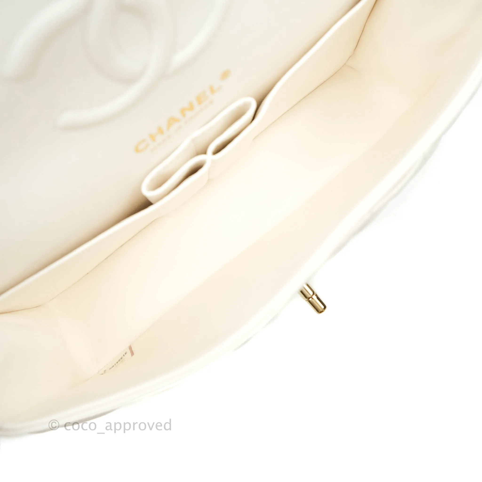 Chanel Classic Quilted Small S/M Flap White Caviar Gold Hardware